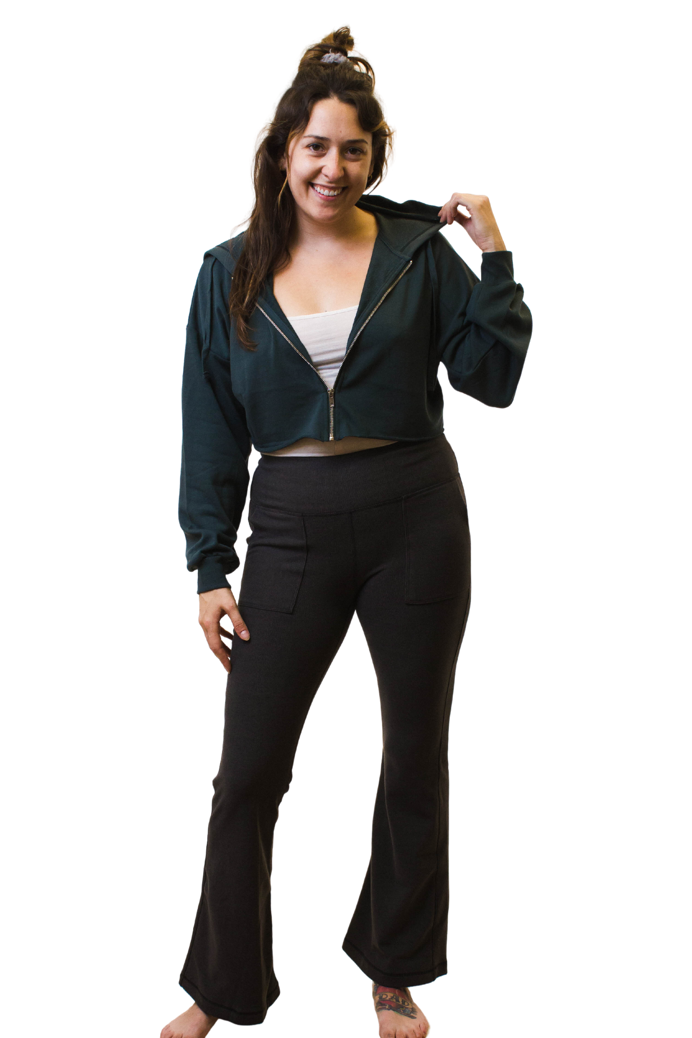 Cropped Terry Cloth Hoodie