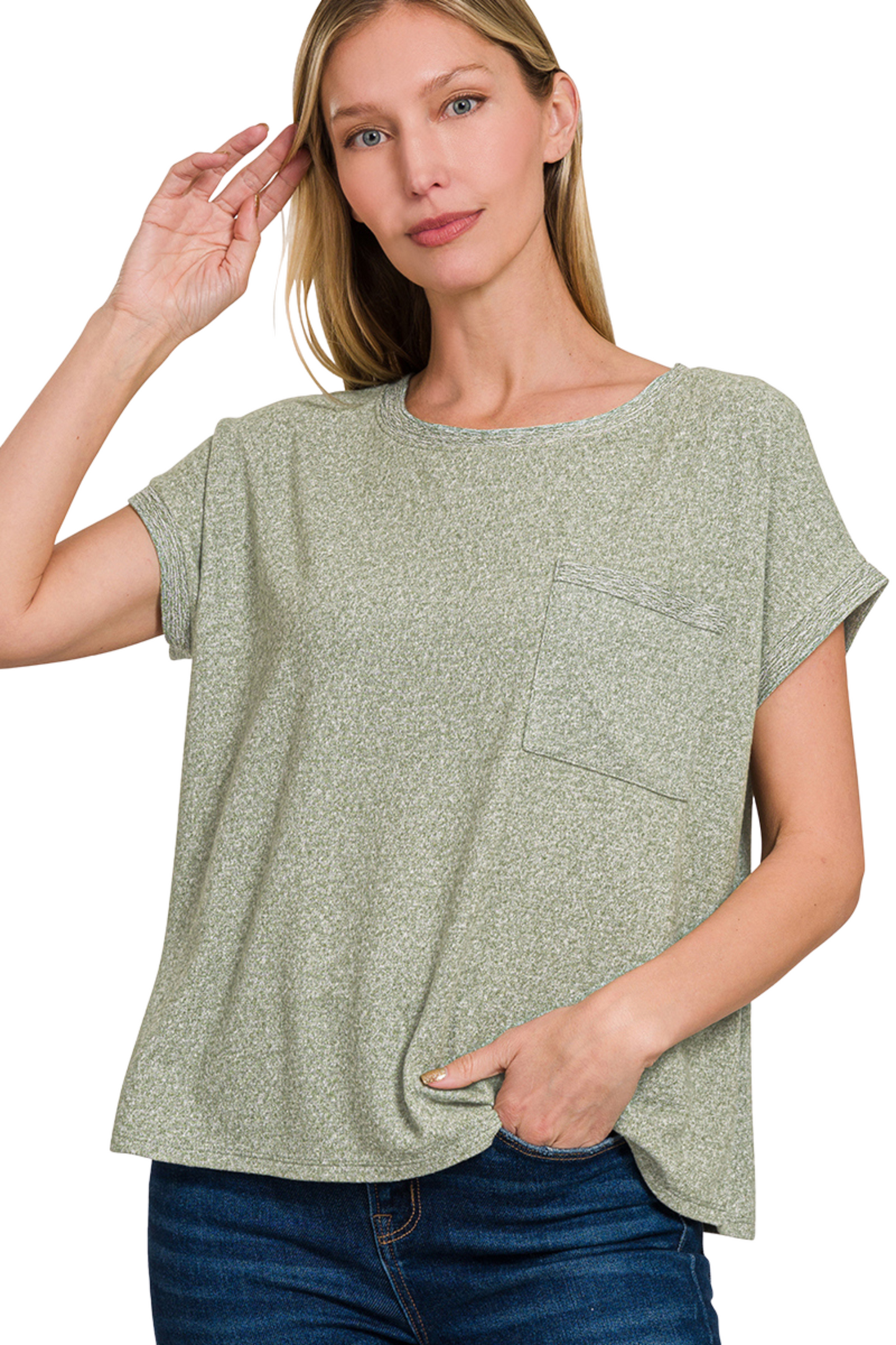 Super Soft Relaxed Short Sleeve Tee with Front Pocket