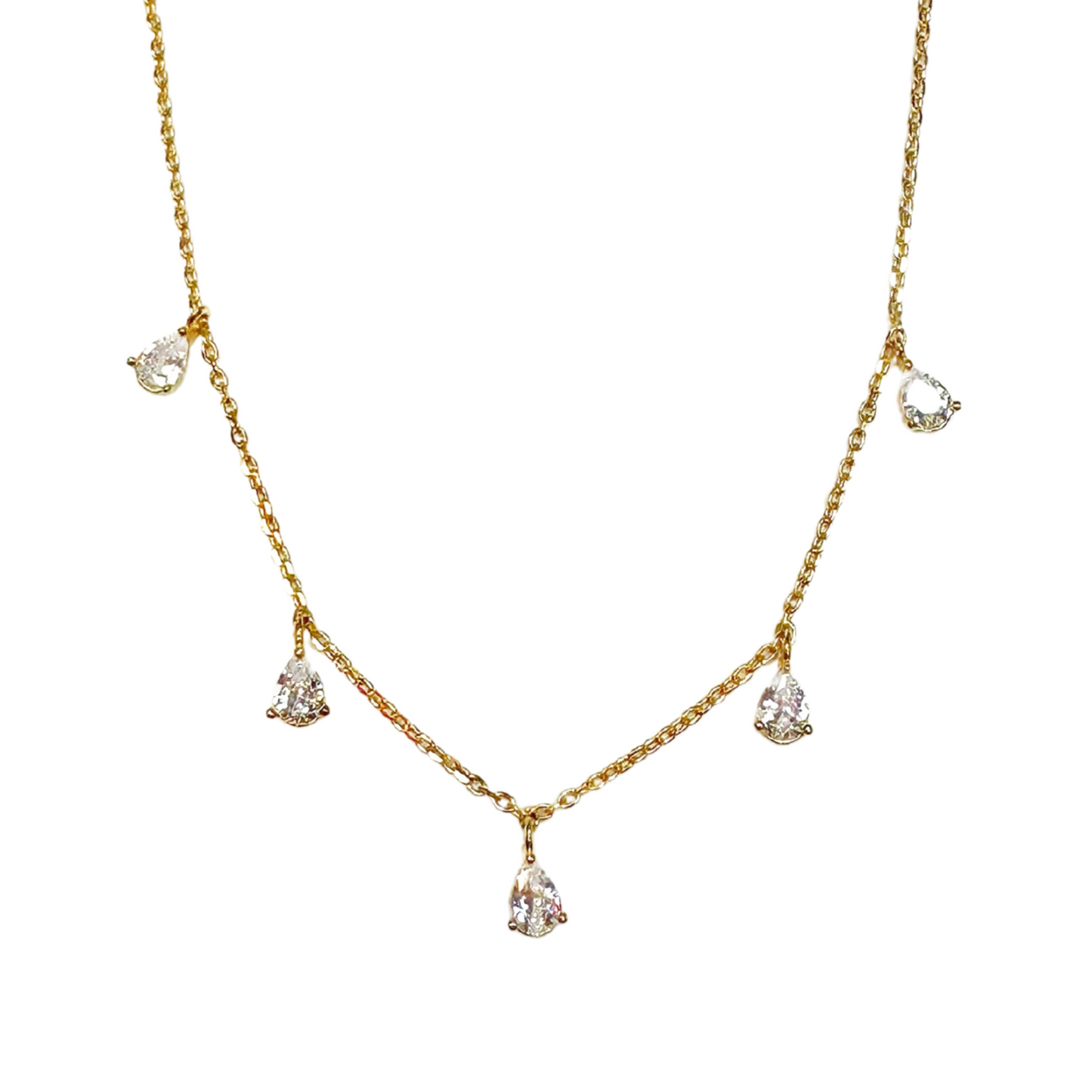 Gold Dipped Teardrop Station Necklace