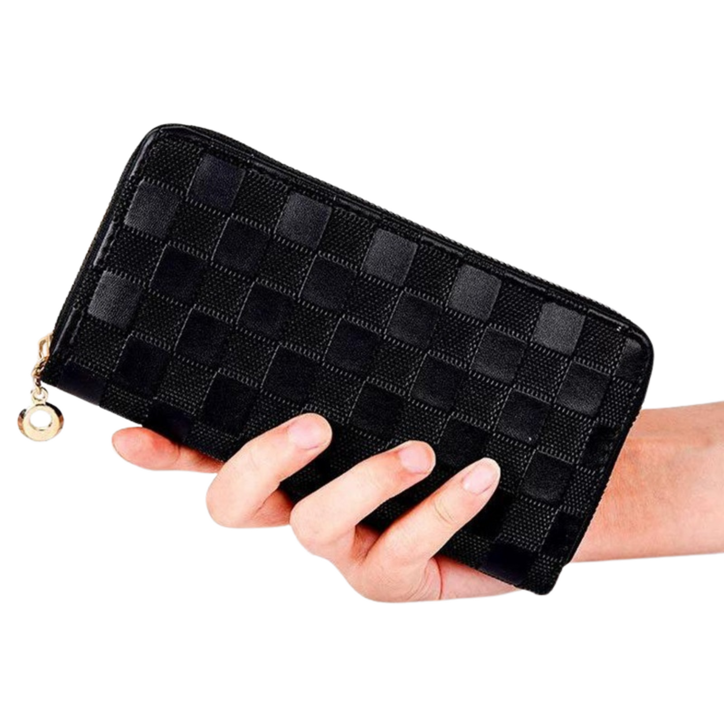Checkered Vegan Leather Wallet