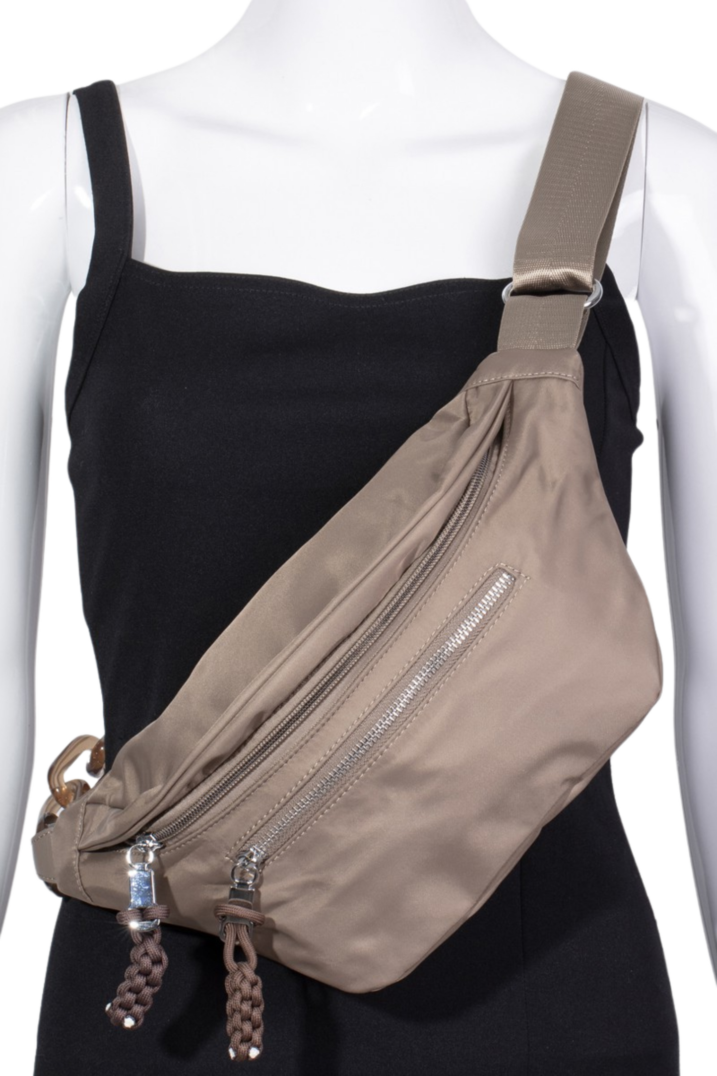 Large Nylon Crossbody Chain Fanny Pack