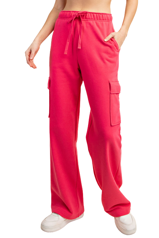 (Small & Large) French Terry Straight Leg Cargo Sweatpants
