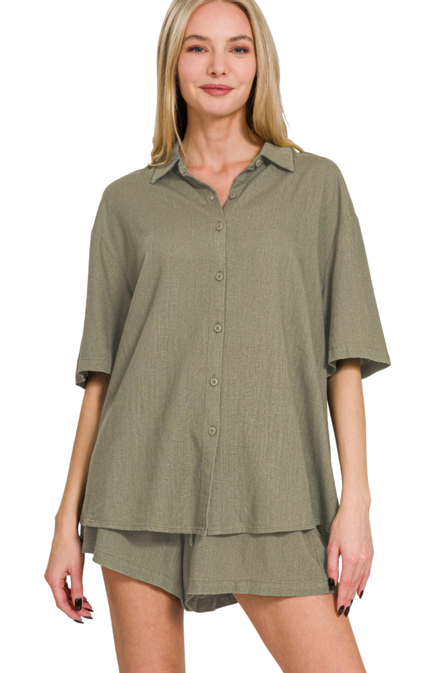 Relaxed Linen Top and Shorts Set