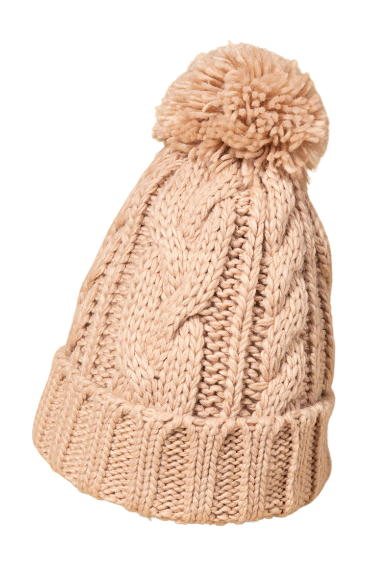 Pom Pom Cable Knit Beanie