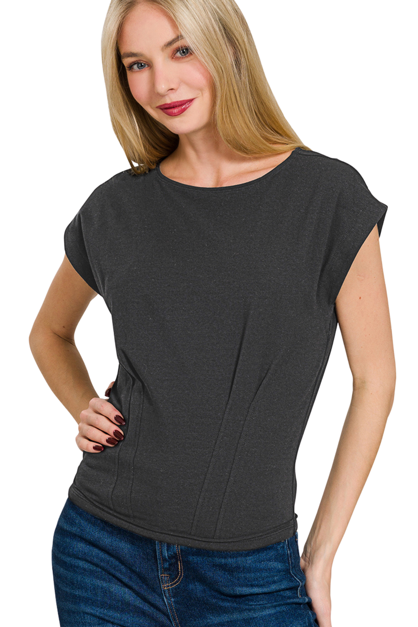 Gathered Waist Short Sleeve Top