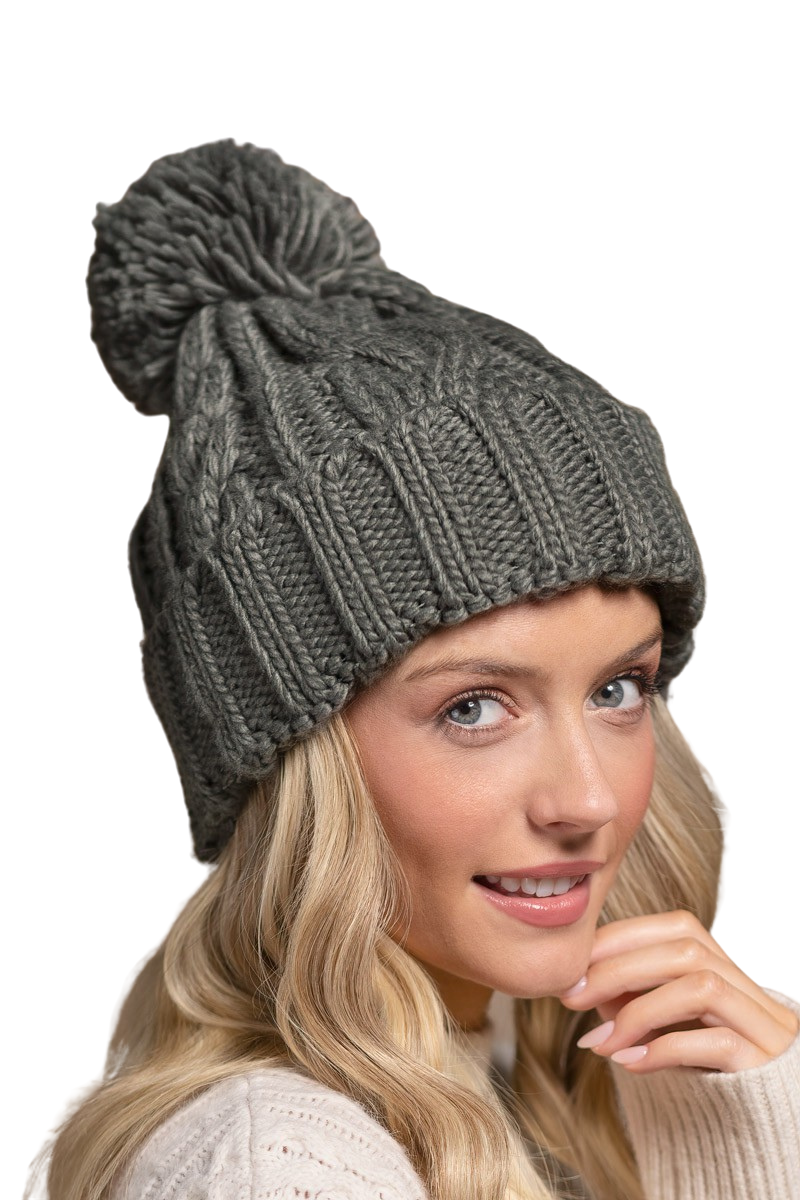 Pom Pom Cable Knit Beanie