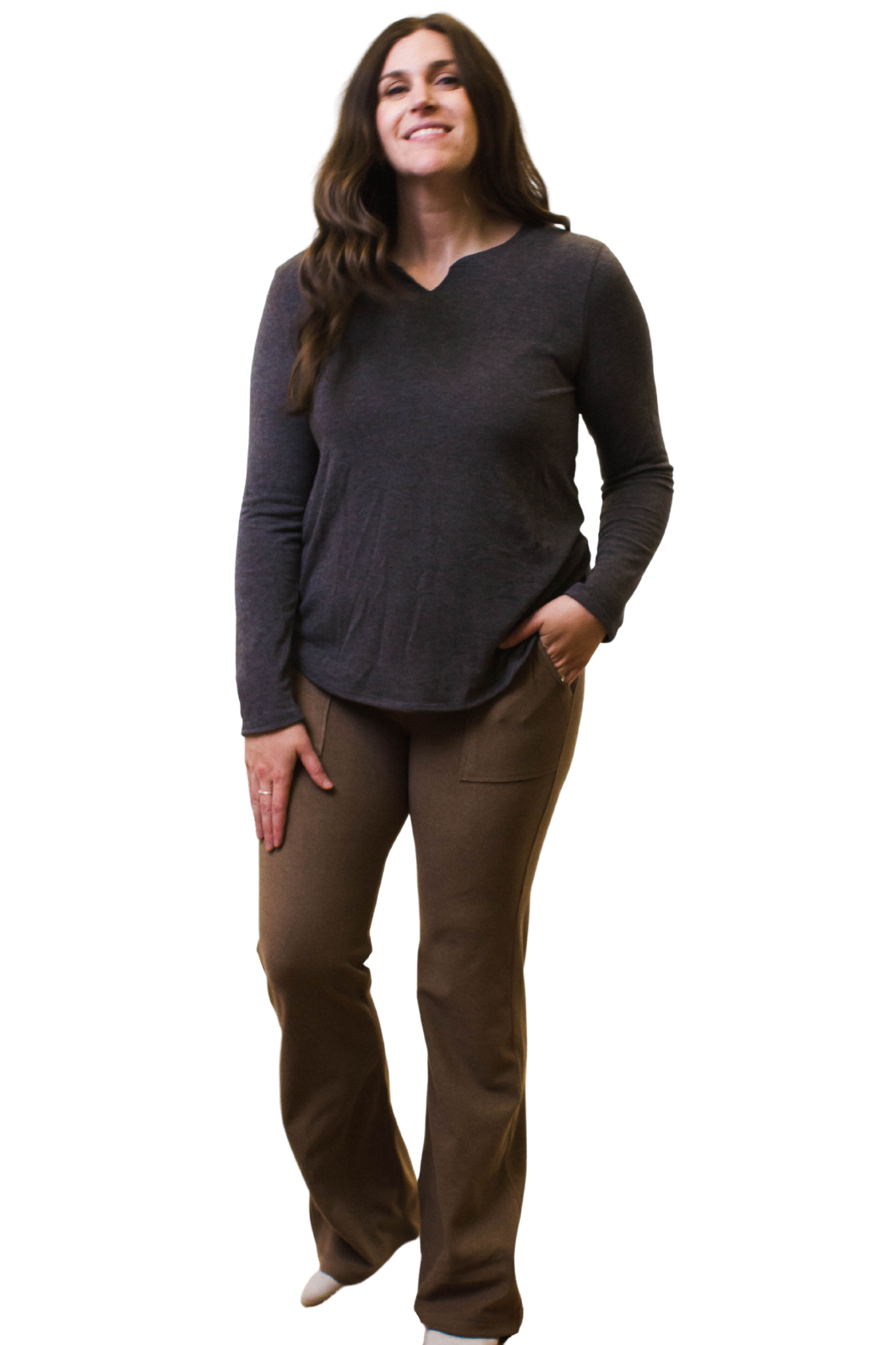 Ribbed High Rise Bell Bottom Fall Pant