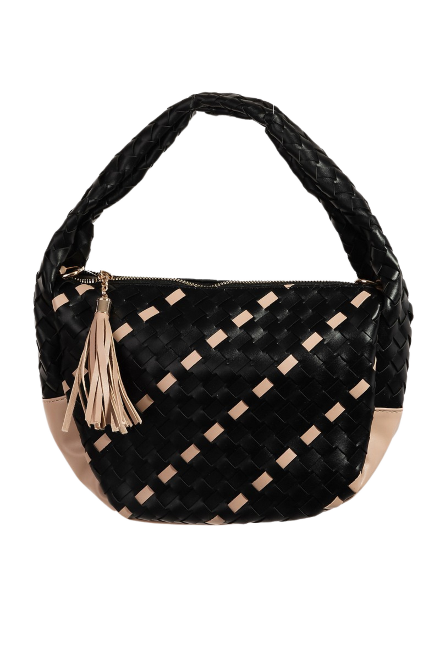 Vegan Leather Basketweave Handbag