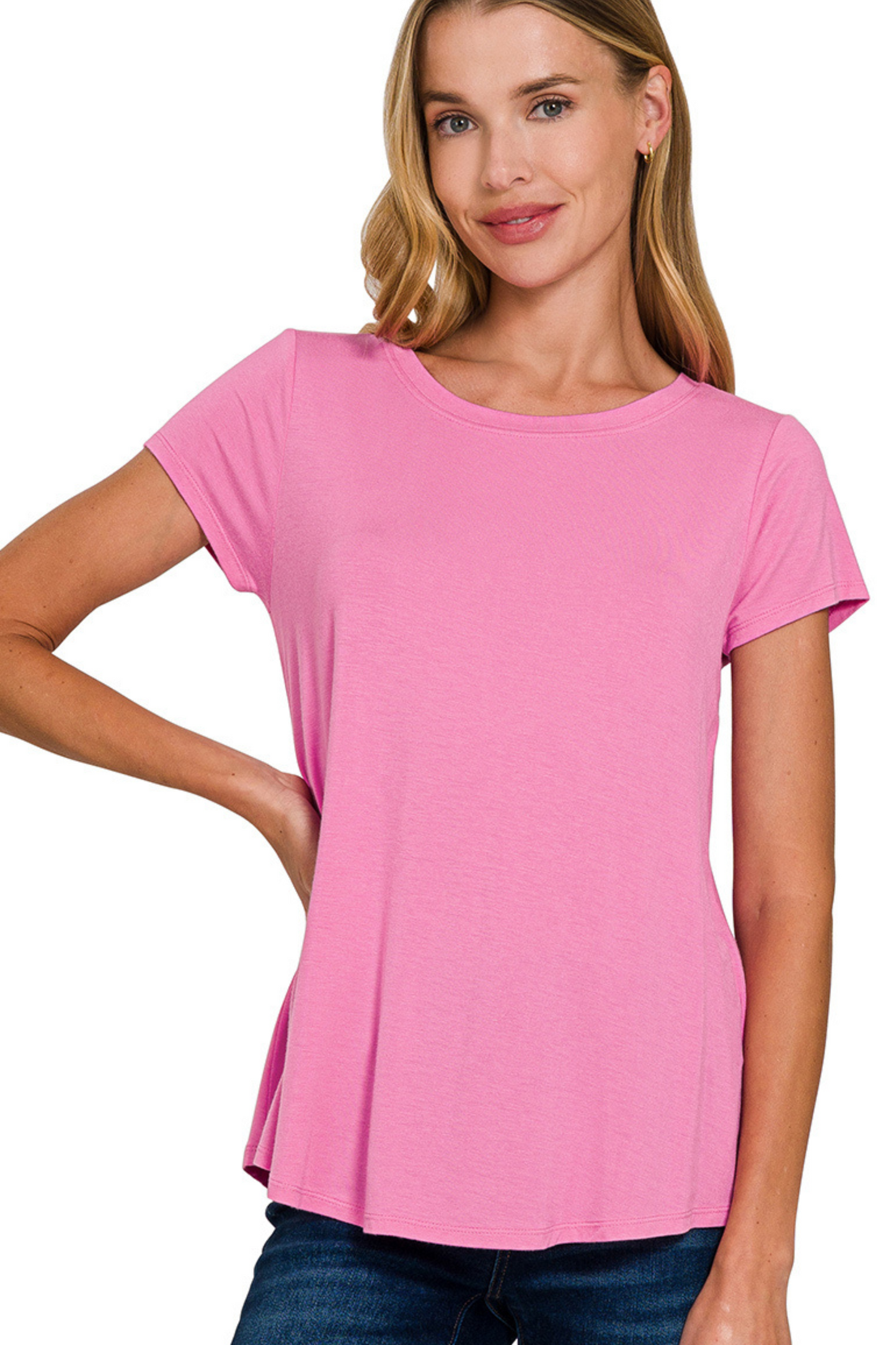 Flowy Round Neck Short Sleeve Tee