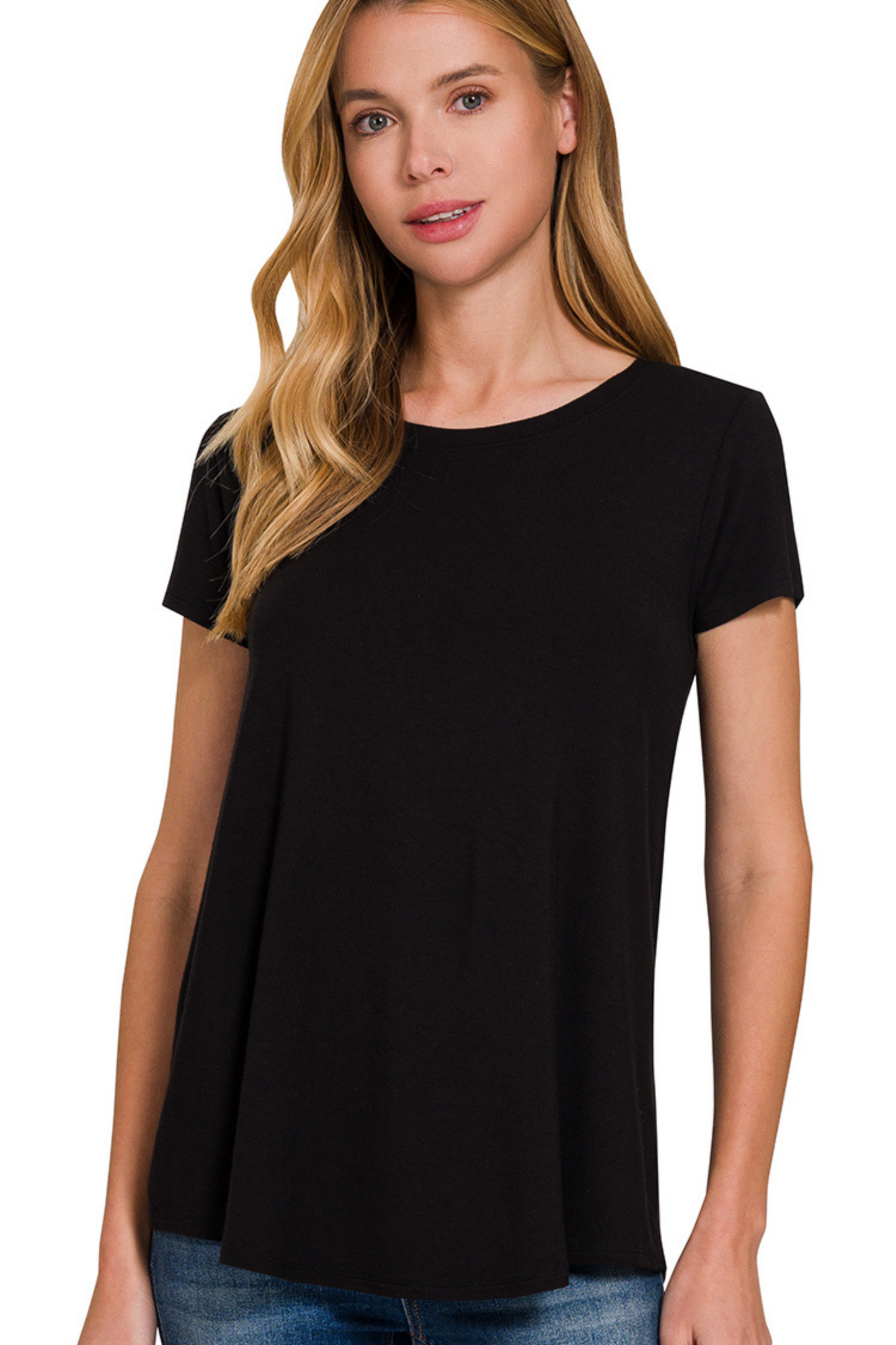 Flowy Round Neck Short Sleeve Tee