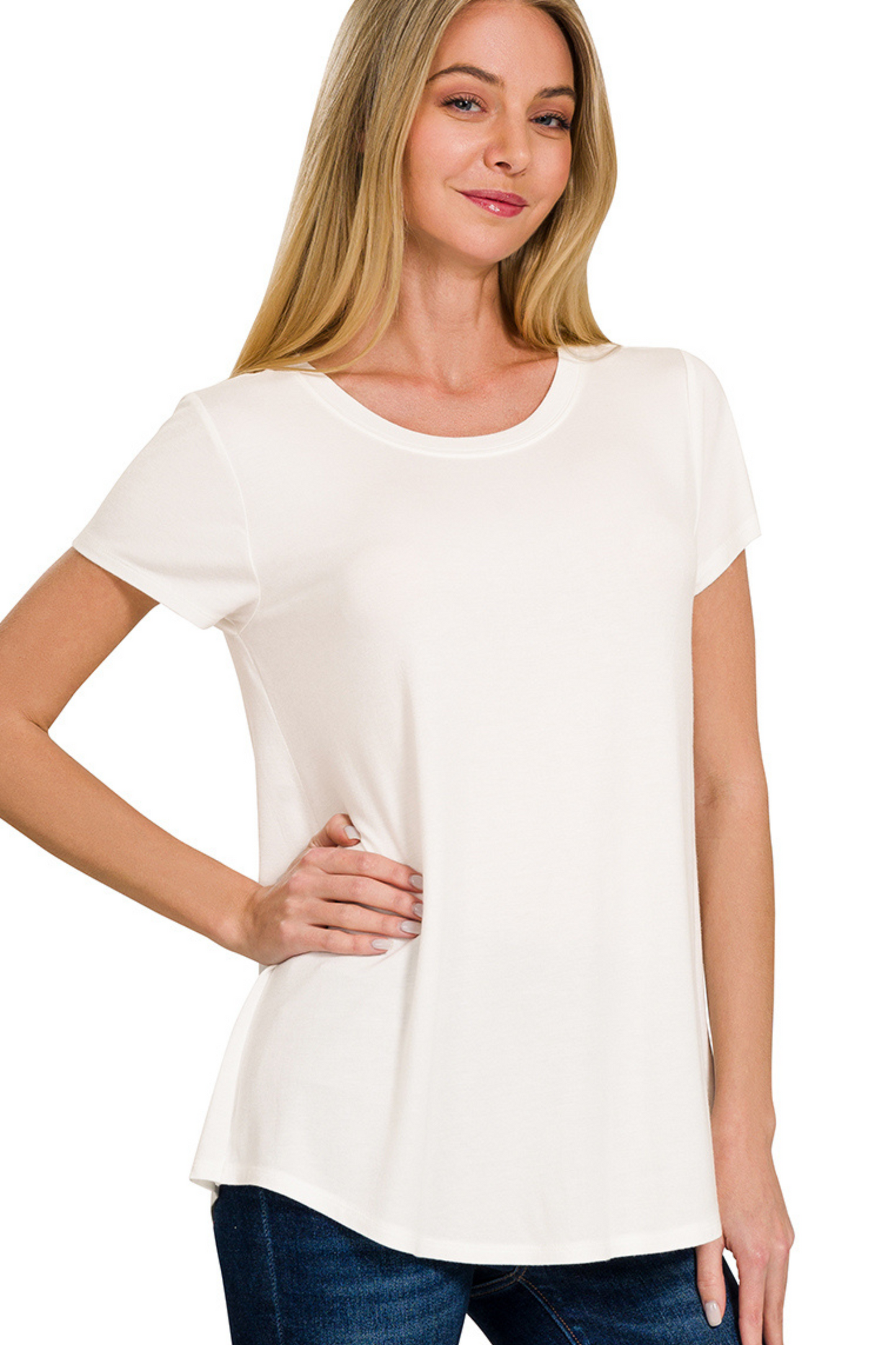 Flowy Round Neck Short Sleeve Tee