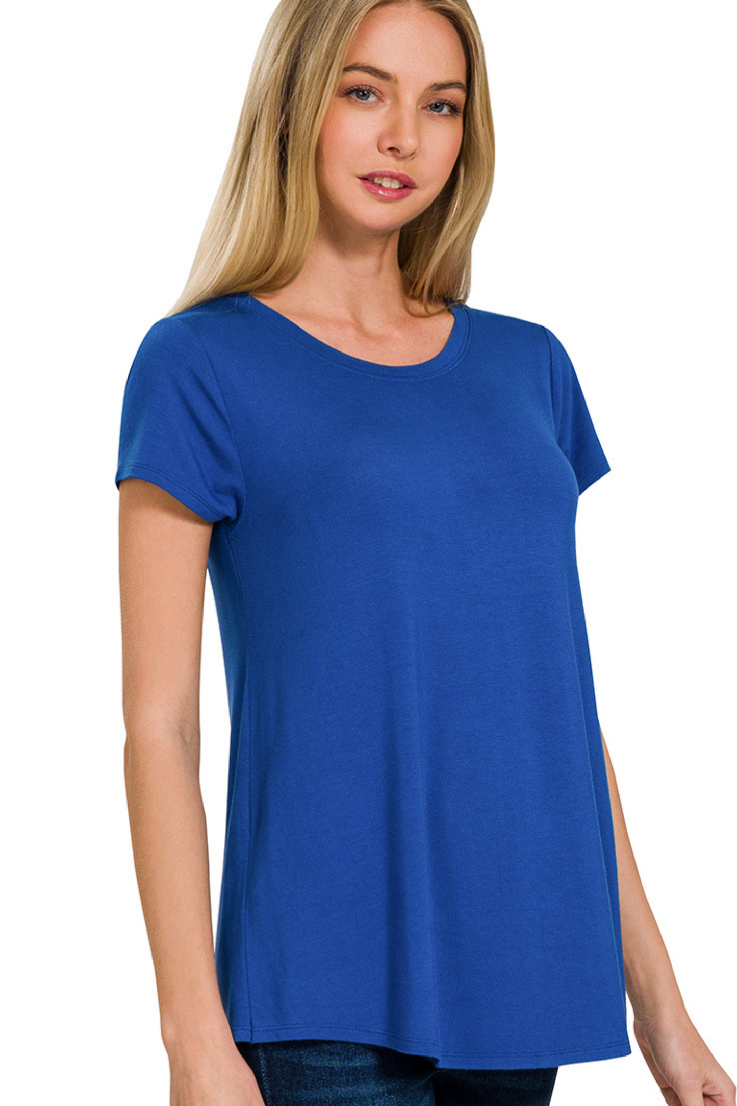 Flowy Round Neck Short Sleeve Tee