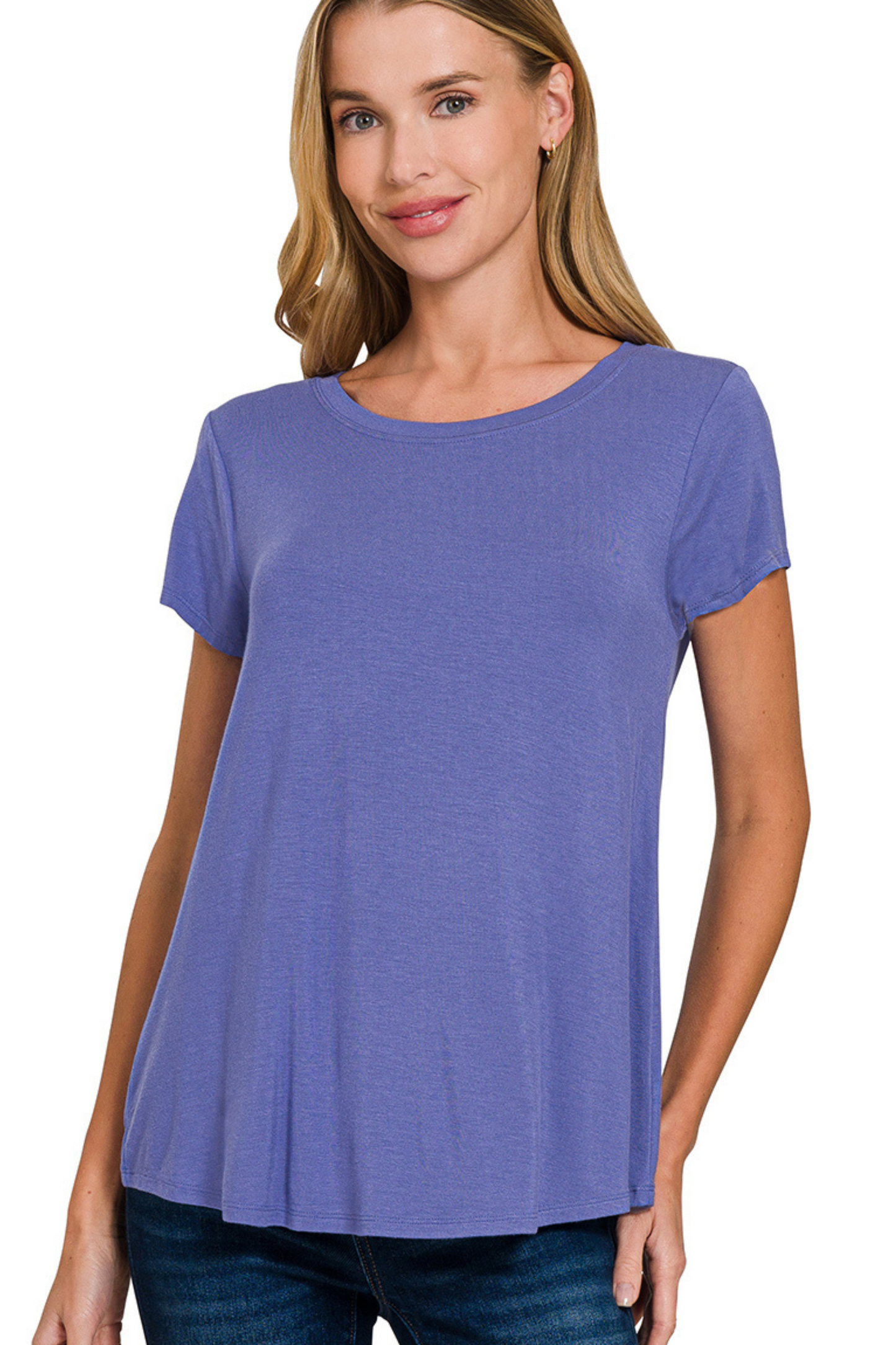 Flowy Round Neck Short Sleeve Tee