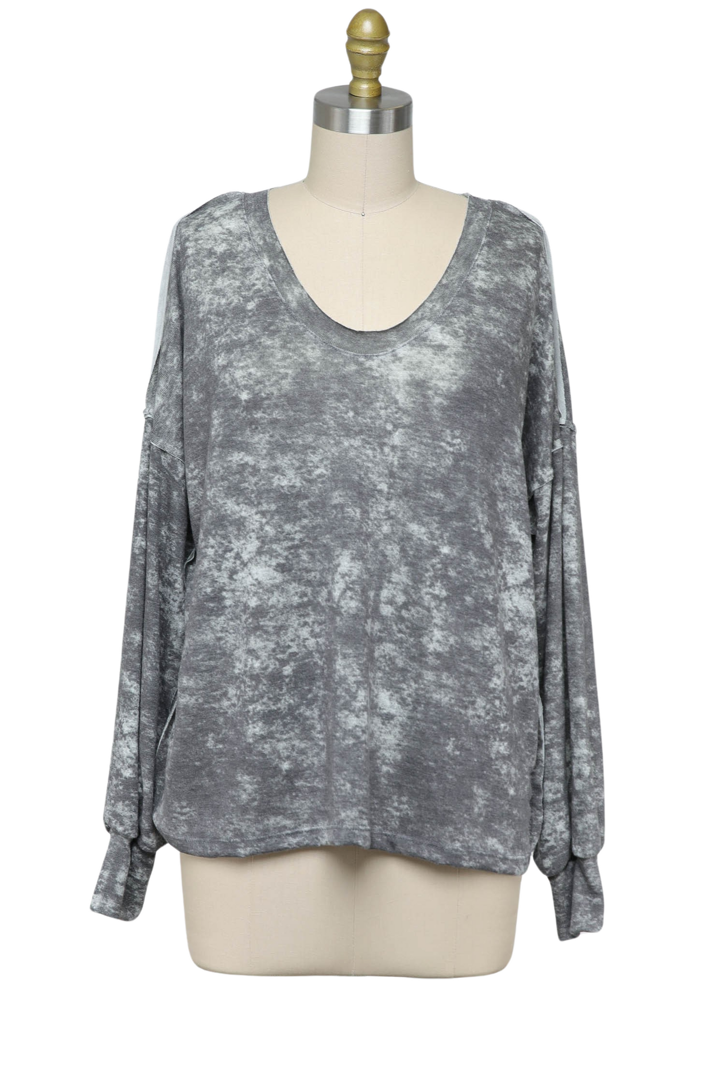Raw Edge Loose Fit Long Sleeve Top