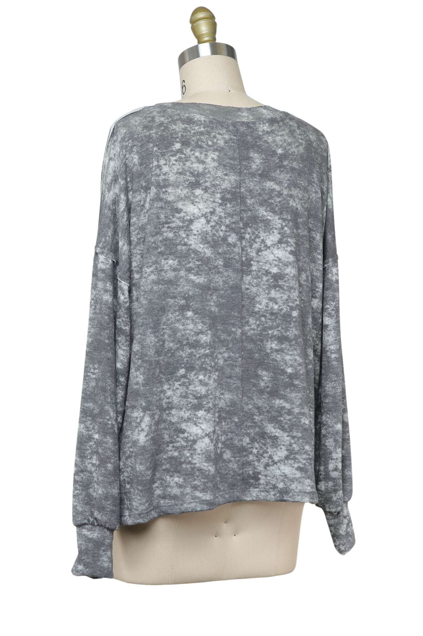 Raw Edge Loose Fit Long Sleeve Top