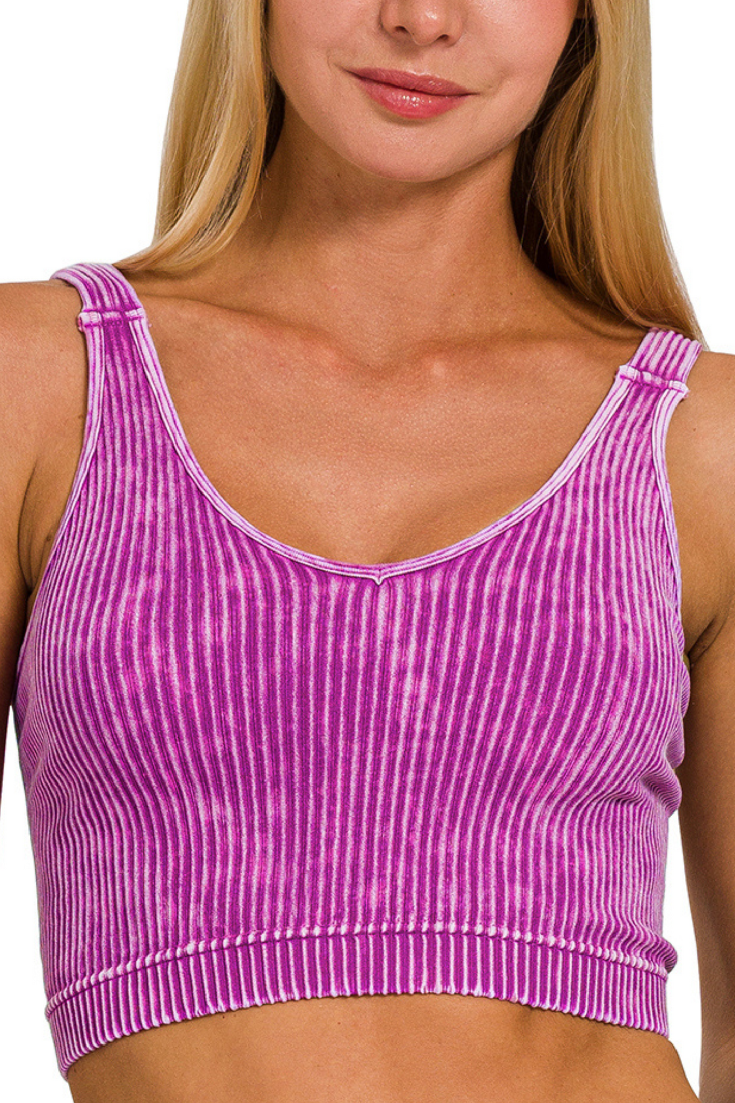 Ribbed Cropped V Neck Bralette