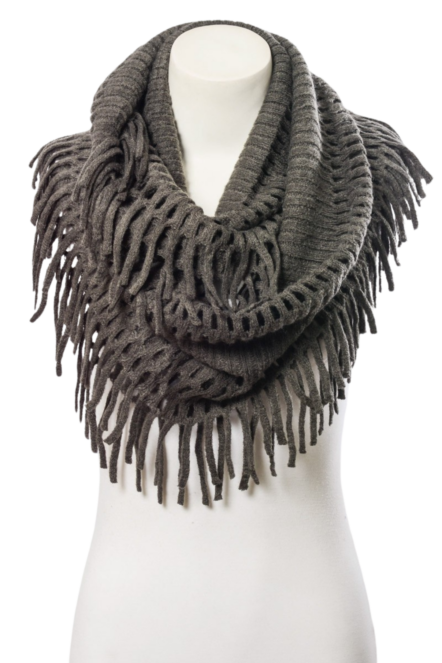 Tassel Fringe Knit Infinity Scarf