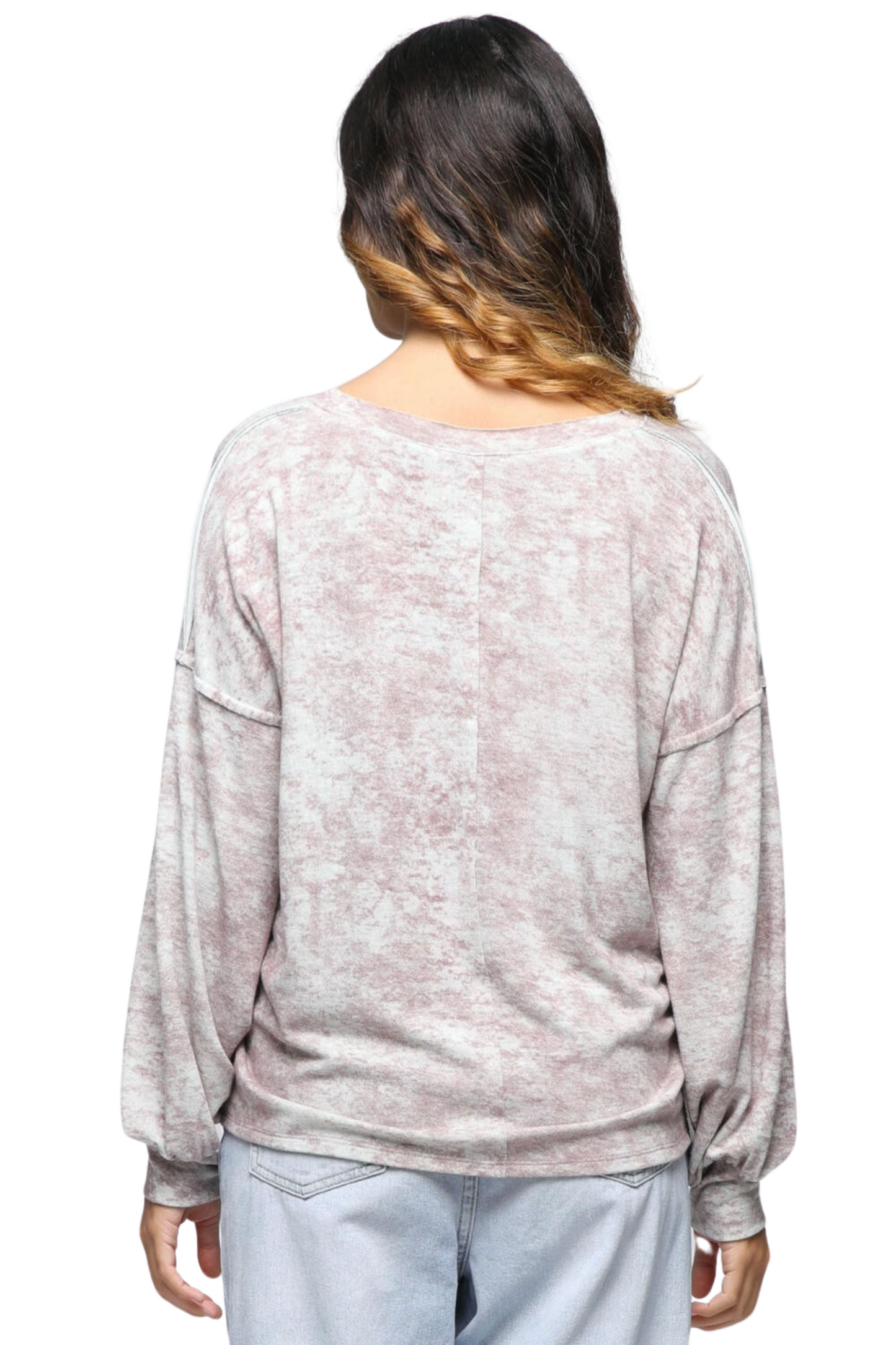 Raw Edge Loose Fit Long Sleeve Top