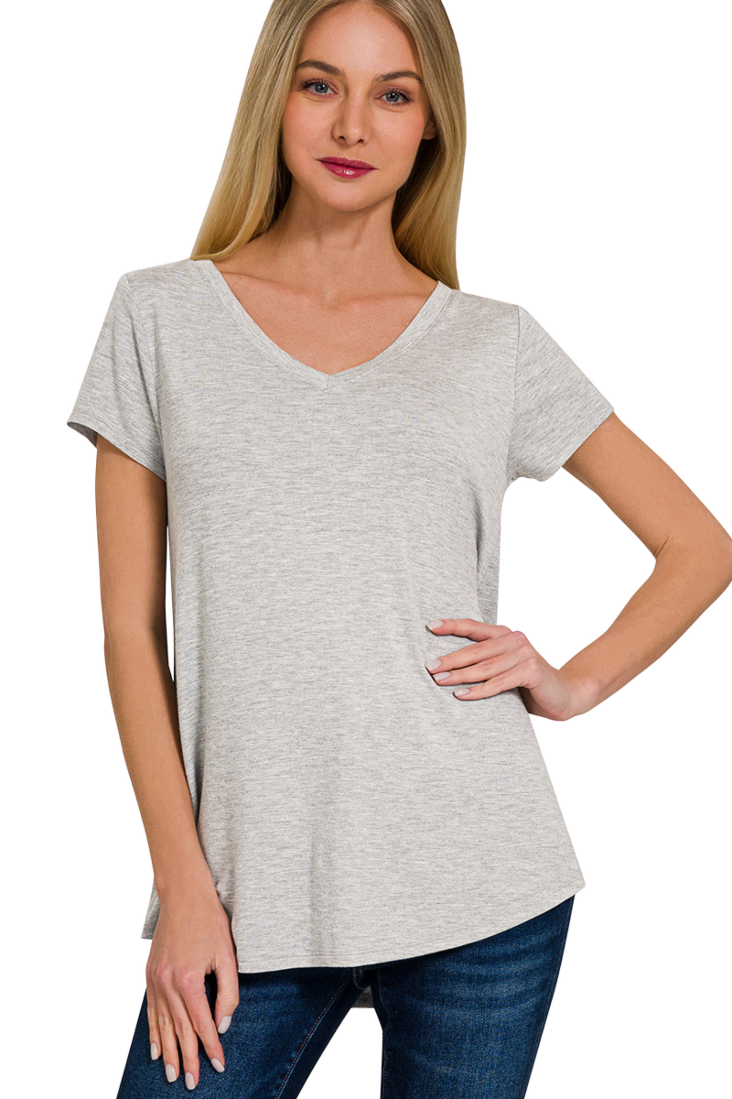 Flowy V Neck Short Sleeve Tee