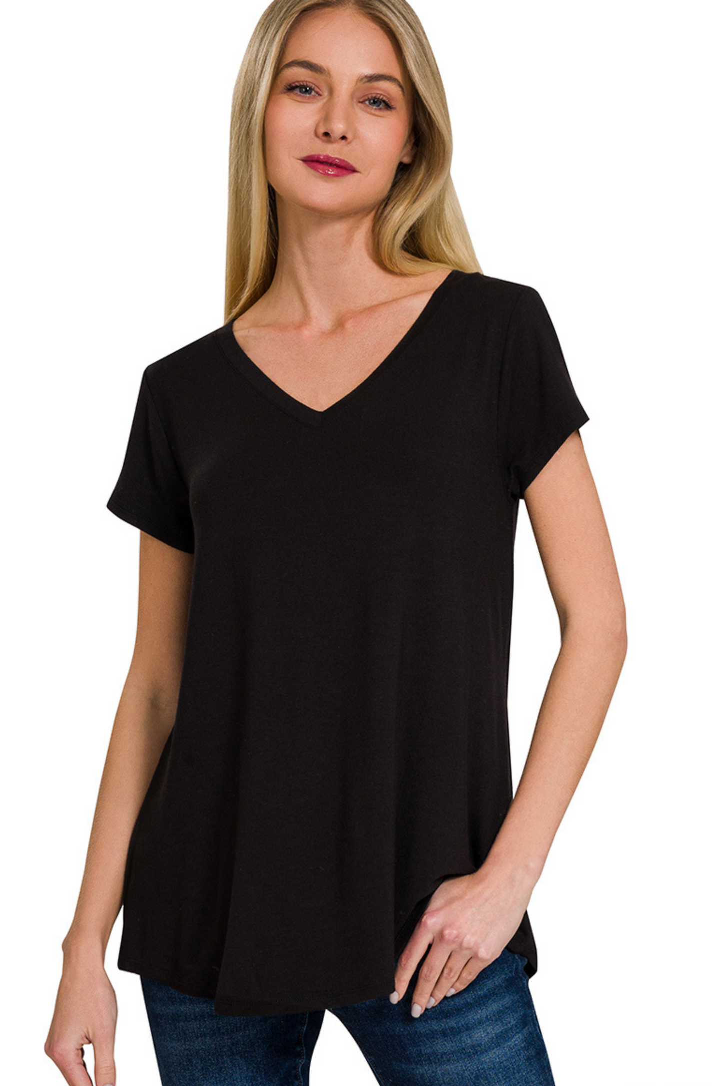 Flowy V Neck Short Sleeve Tee
