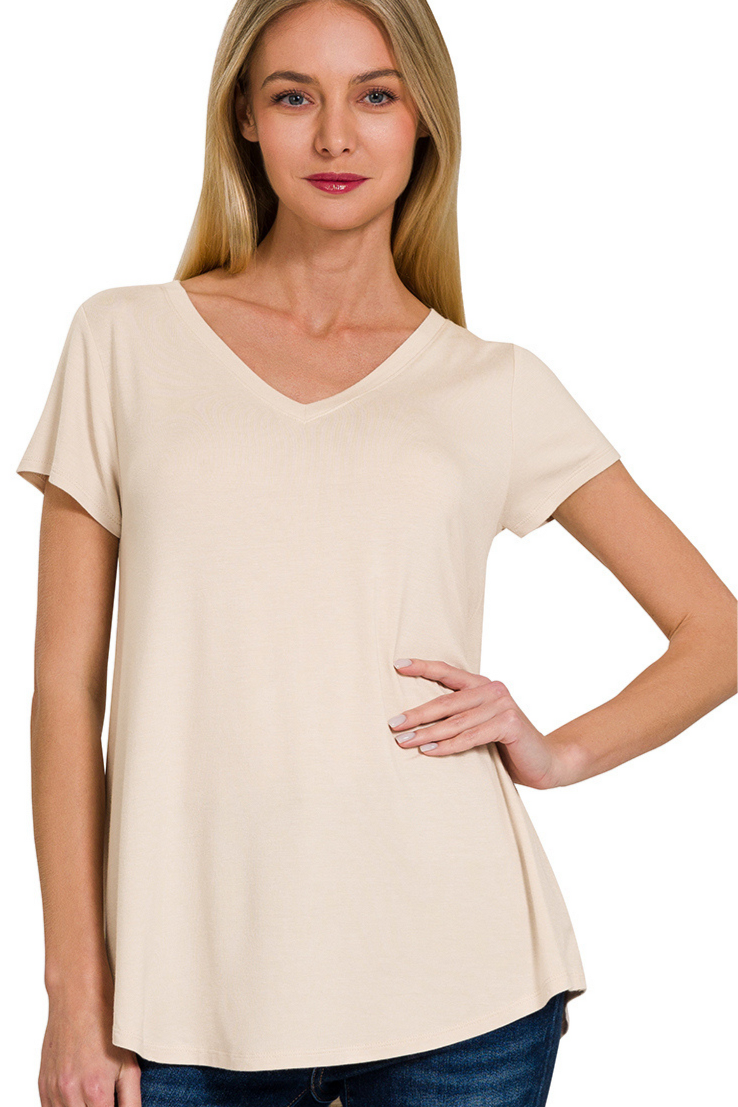 Flowy V Neck Short Sleeve Tee