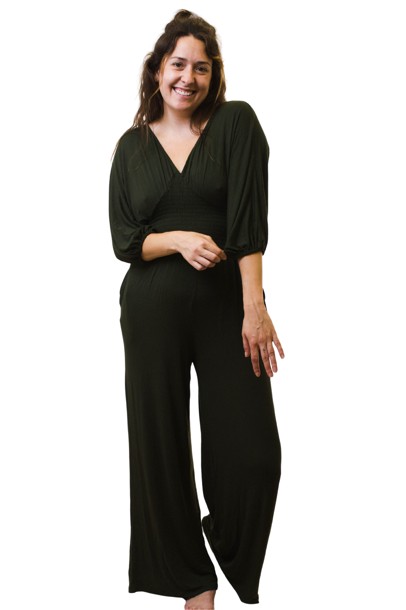 Smocking Waist Flare Jumpsuit