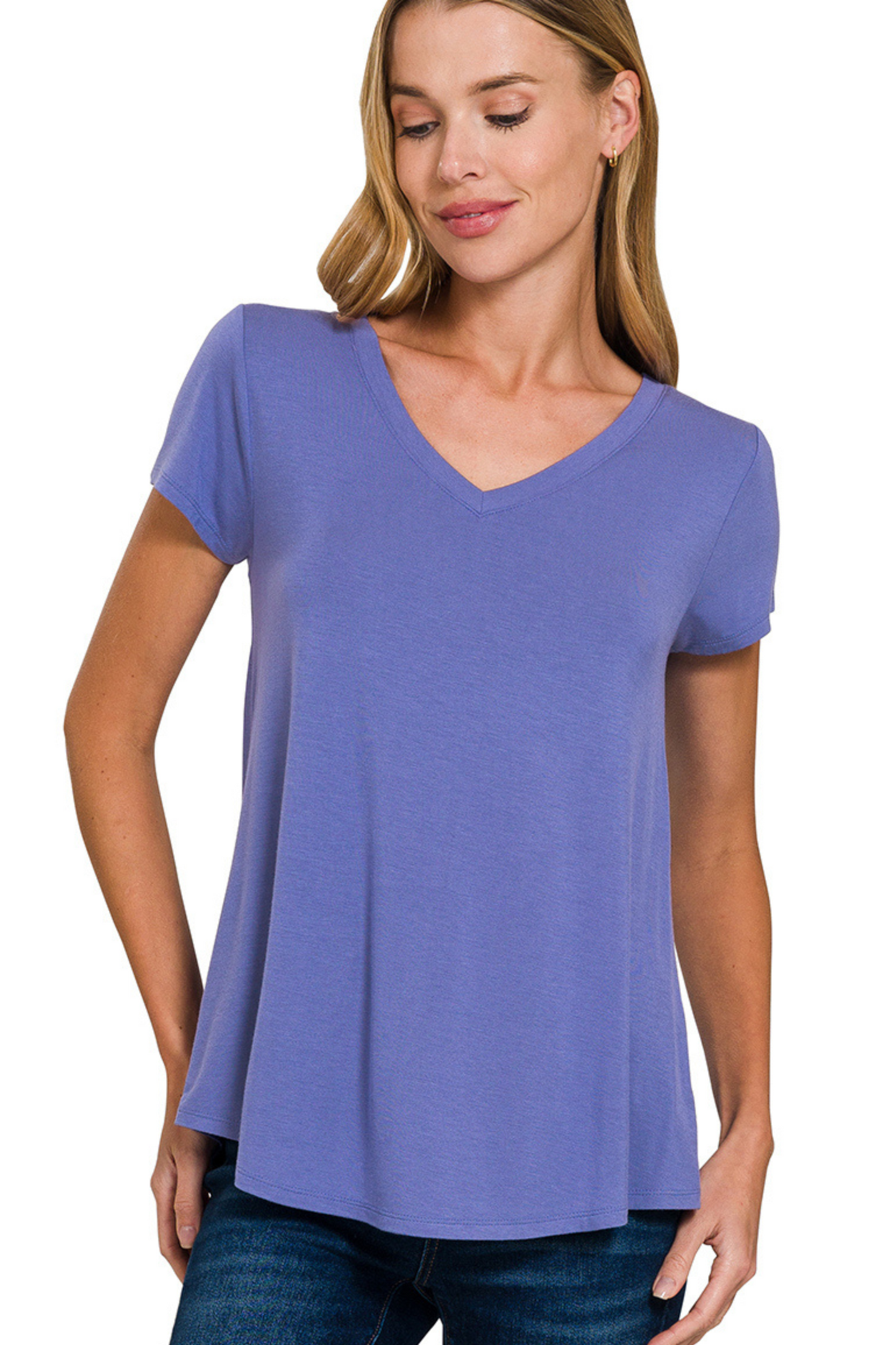 Flowy V Neck Short Sleeve Tee