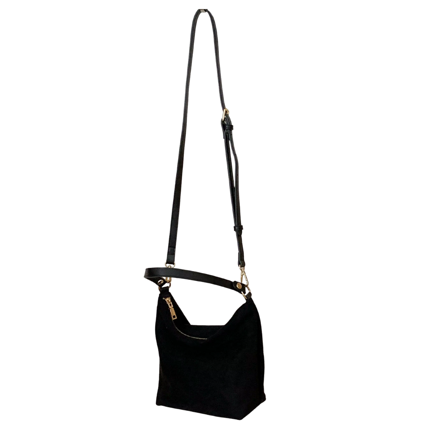 Faux Suede Crossbody Bag with Handle