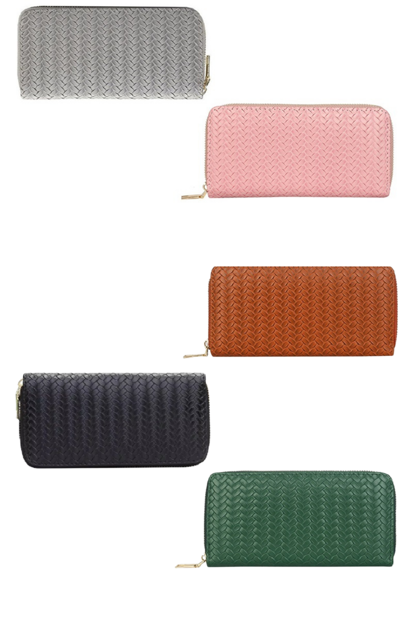 Woven Vegan Leather Zipper Wallet