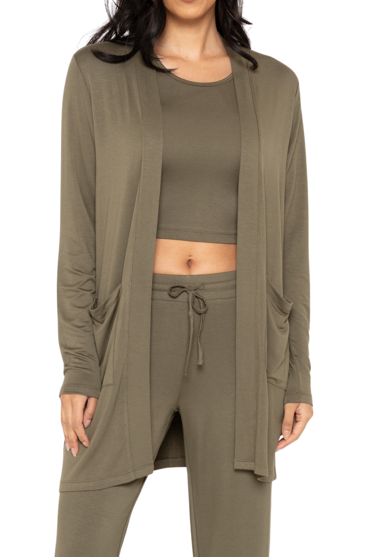 Open Front Terry Cardigan