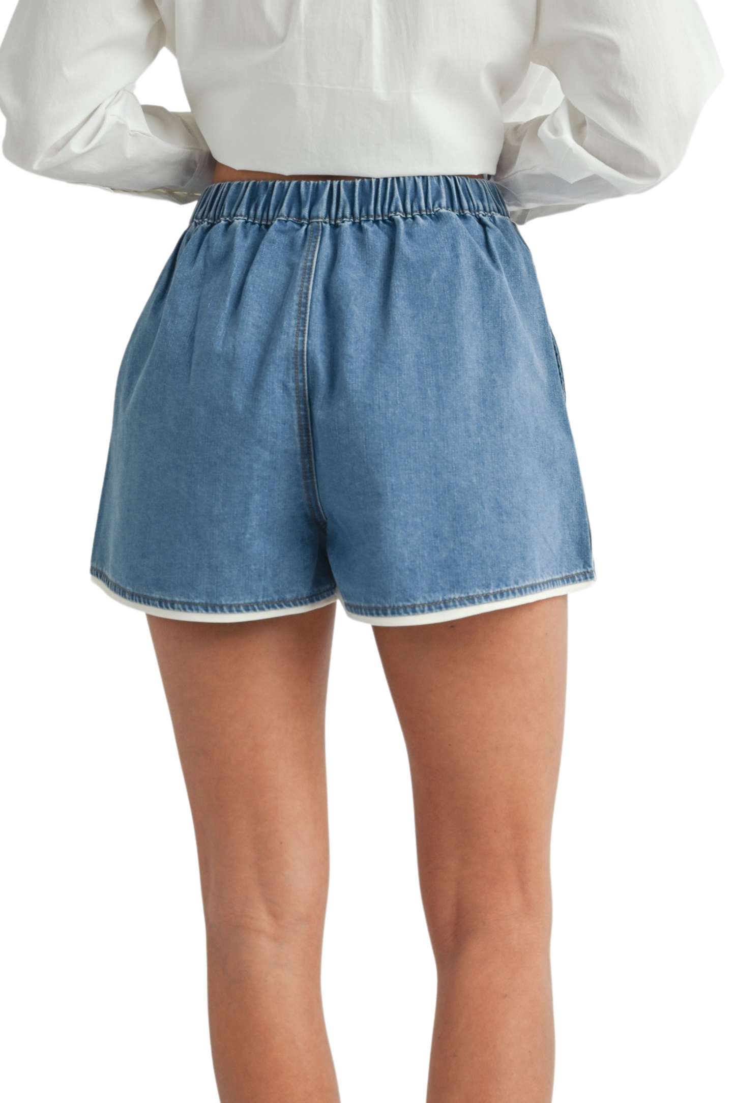 Contrast Lined Denim Shorts