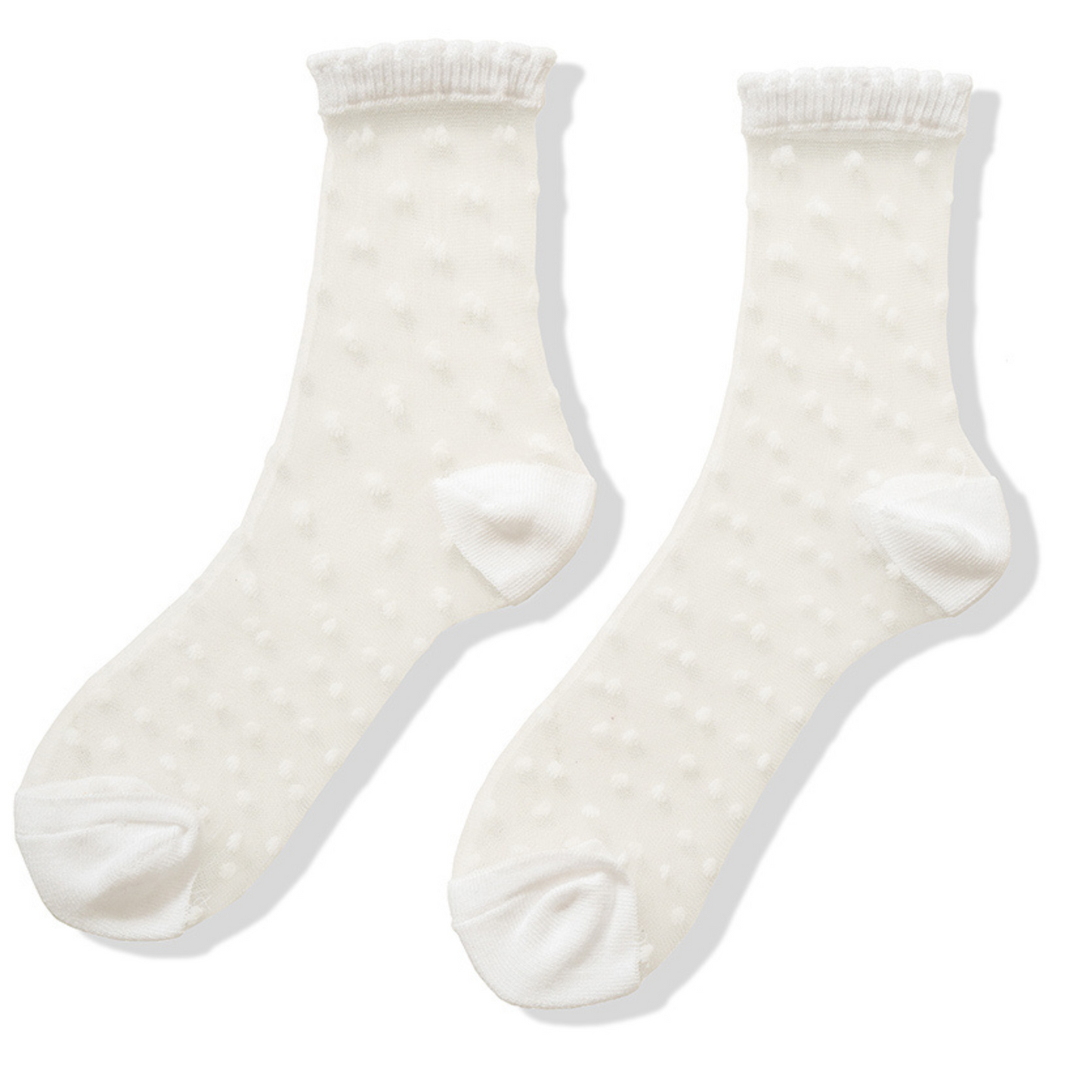 Sheer Polka Dot Mesh Crew Socks