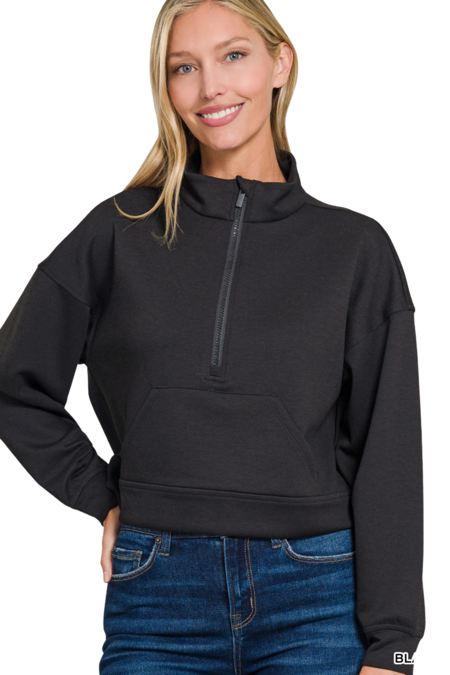 Scuba Cropped Half Zip Pullover