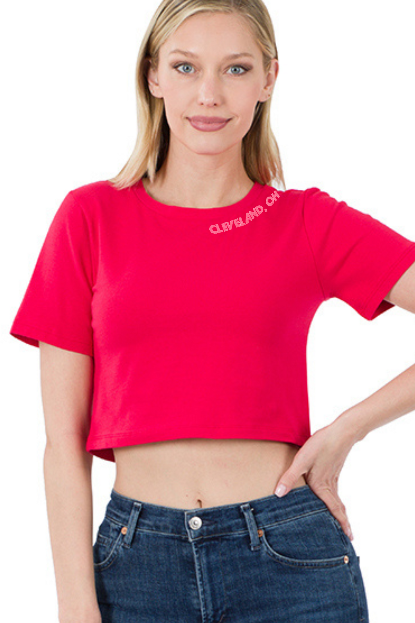Hand Stamped Cleveland Crop Top