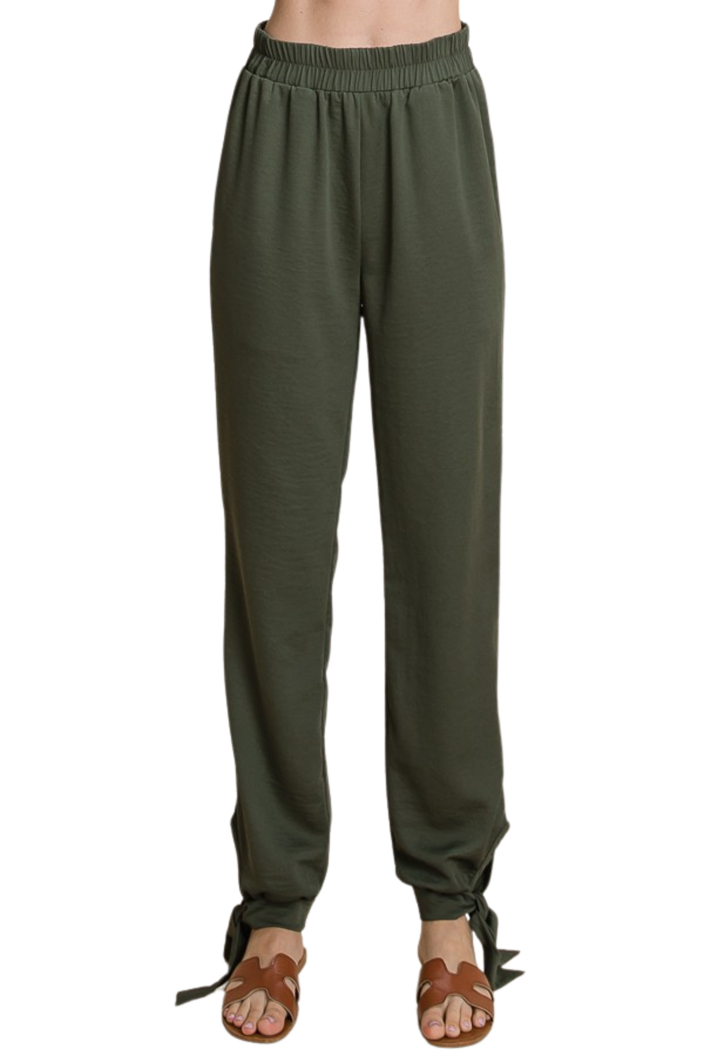 Woven Jogger Pants with Ankle Ties