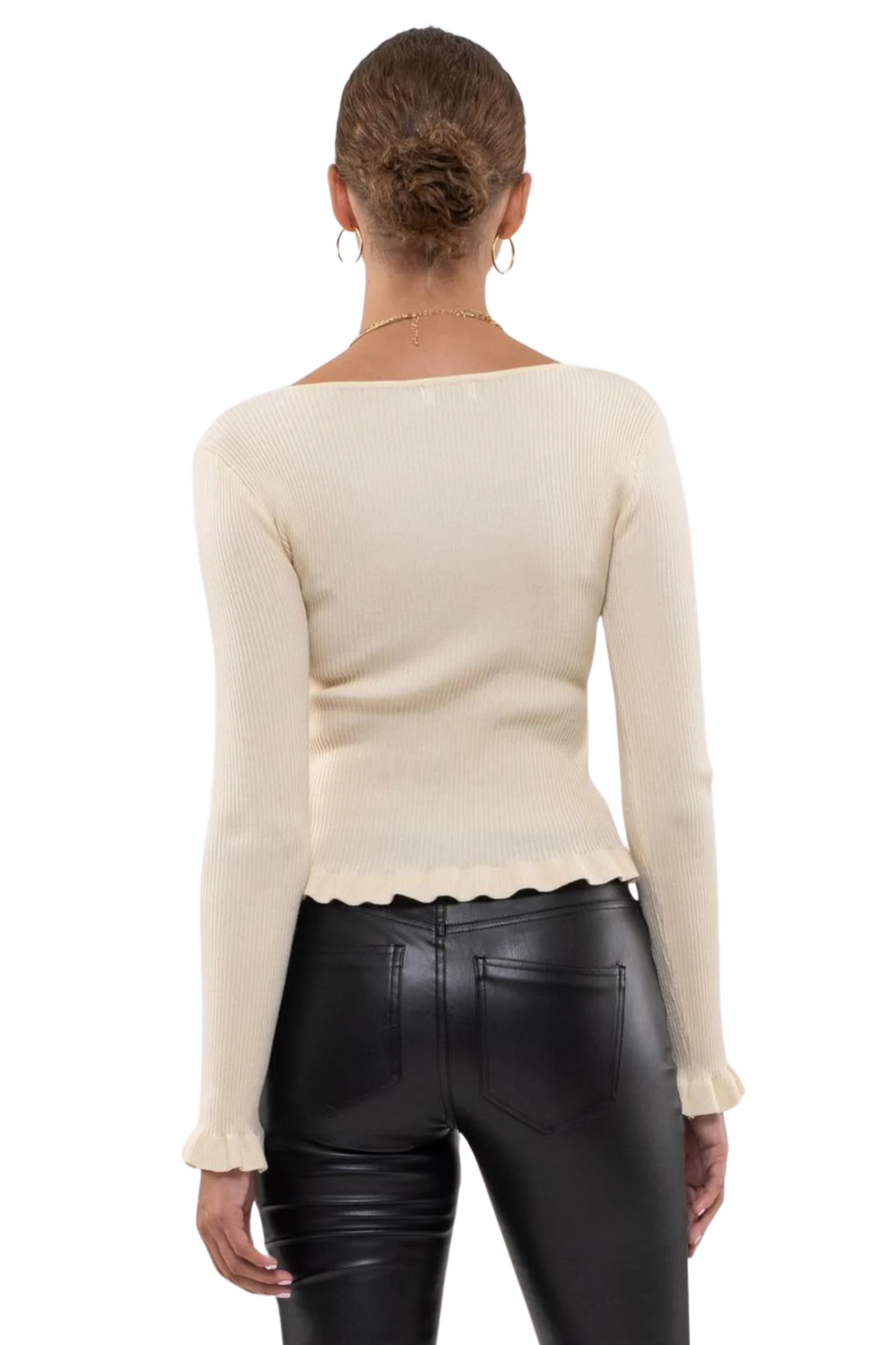 Lettuce Hem Long Sleeve Knit Top