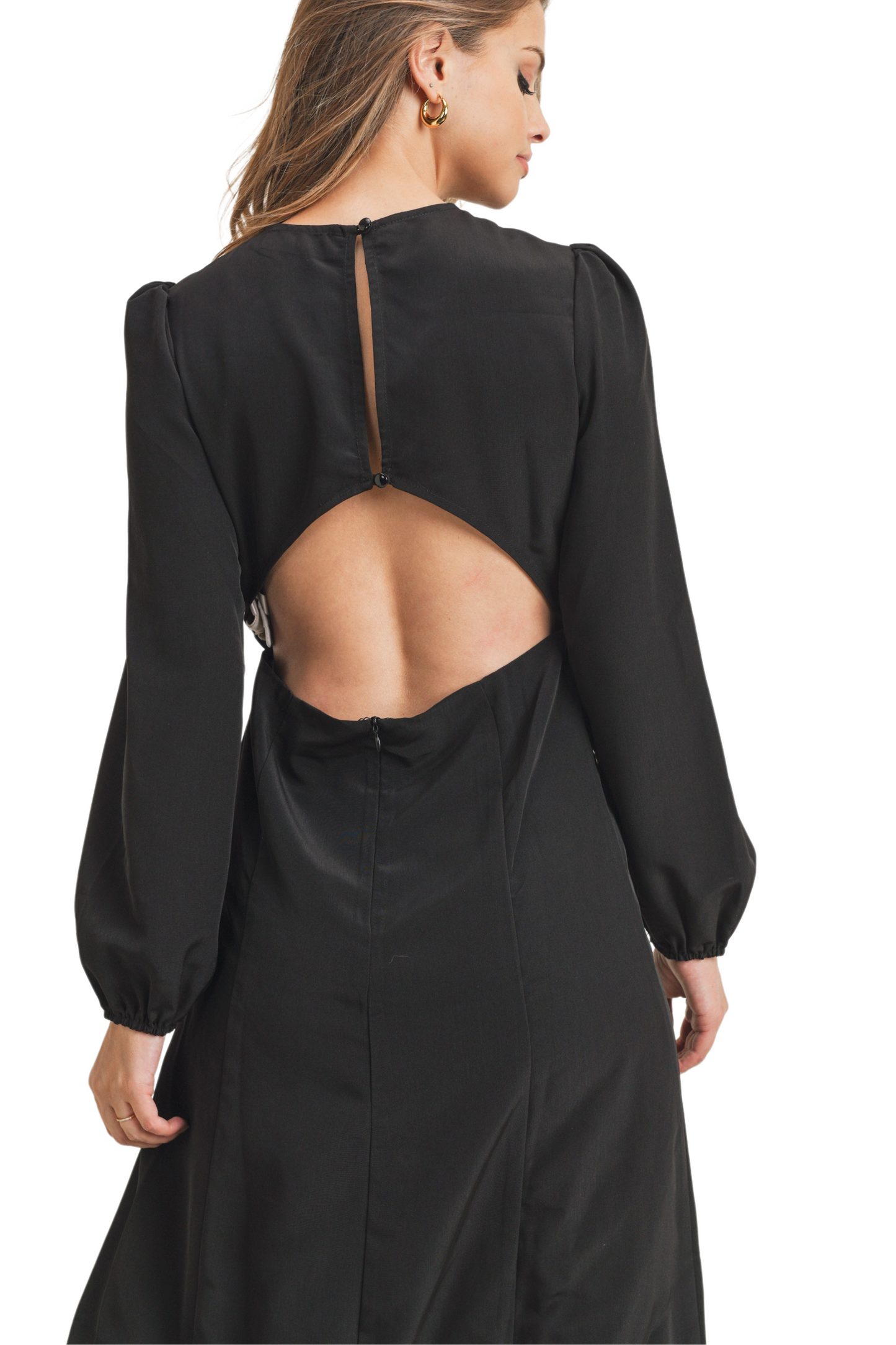 Midi Dress with Back Cut Out