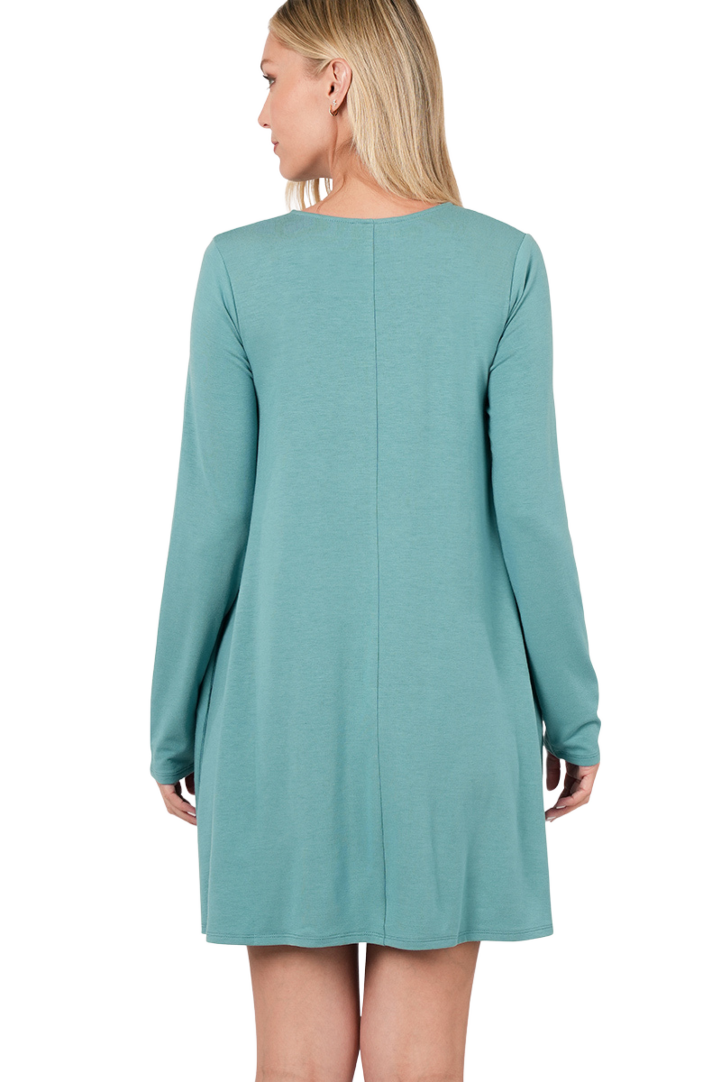 Long Sleeve Round Neck Tunic Dress