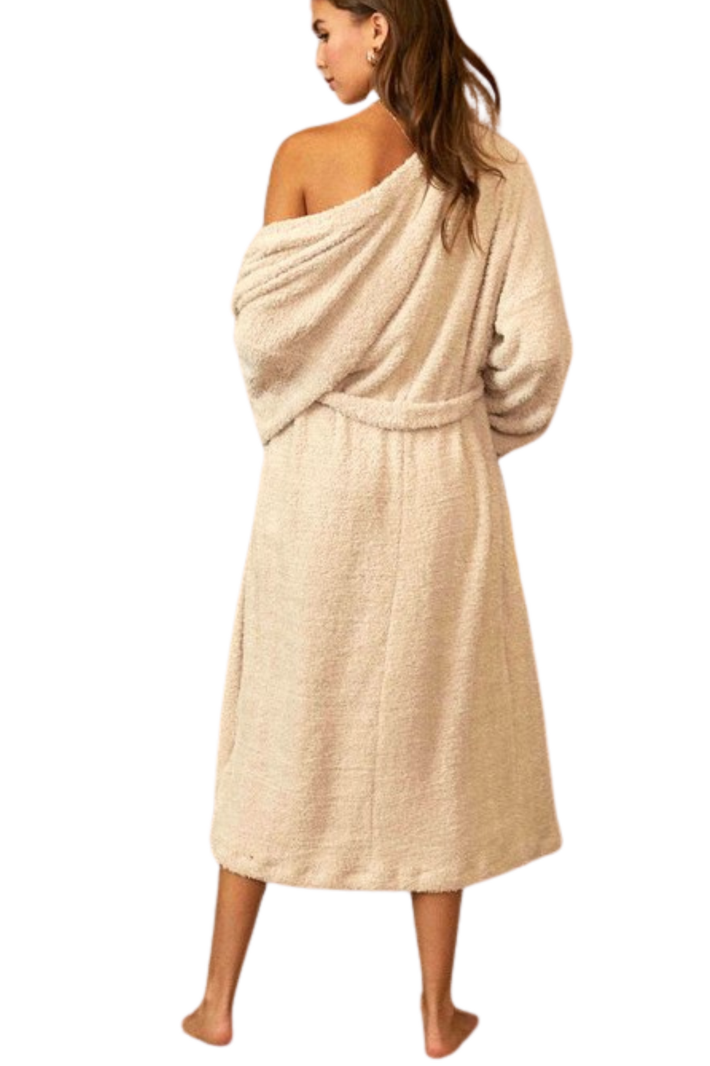 Fuzzy Long Robe with Tie Waist