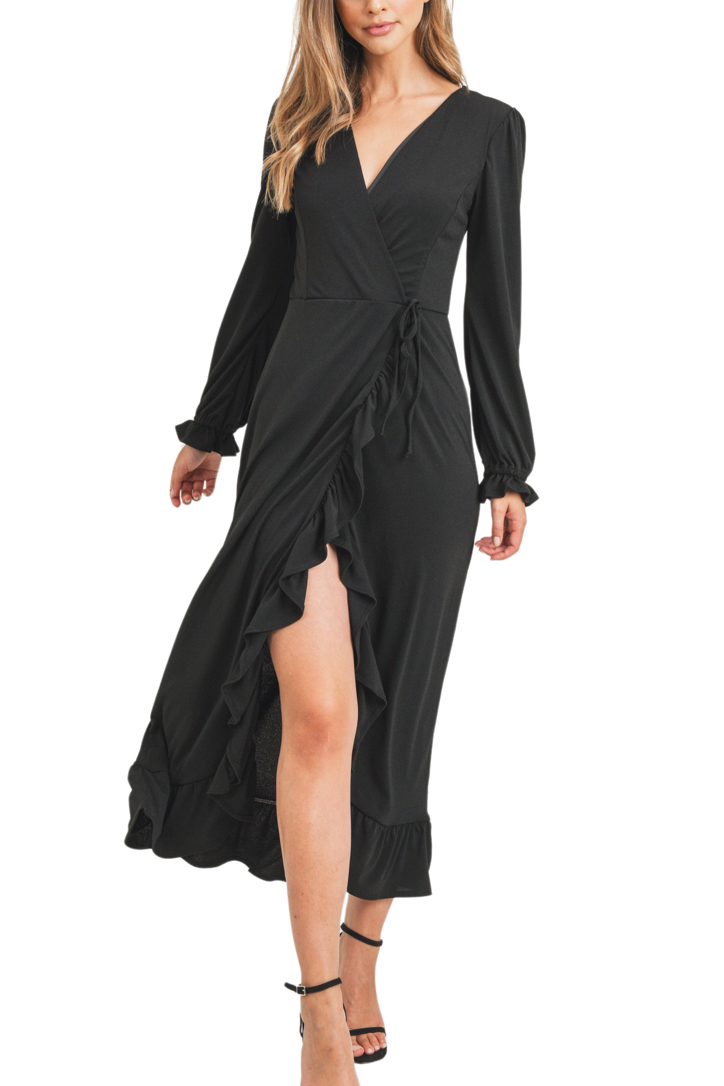 Ruffled Wrap Maxi Dress