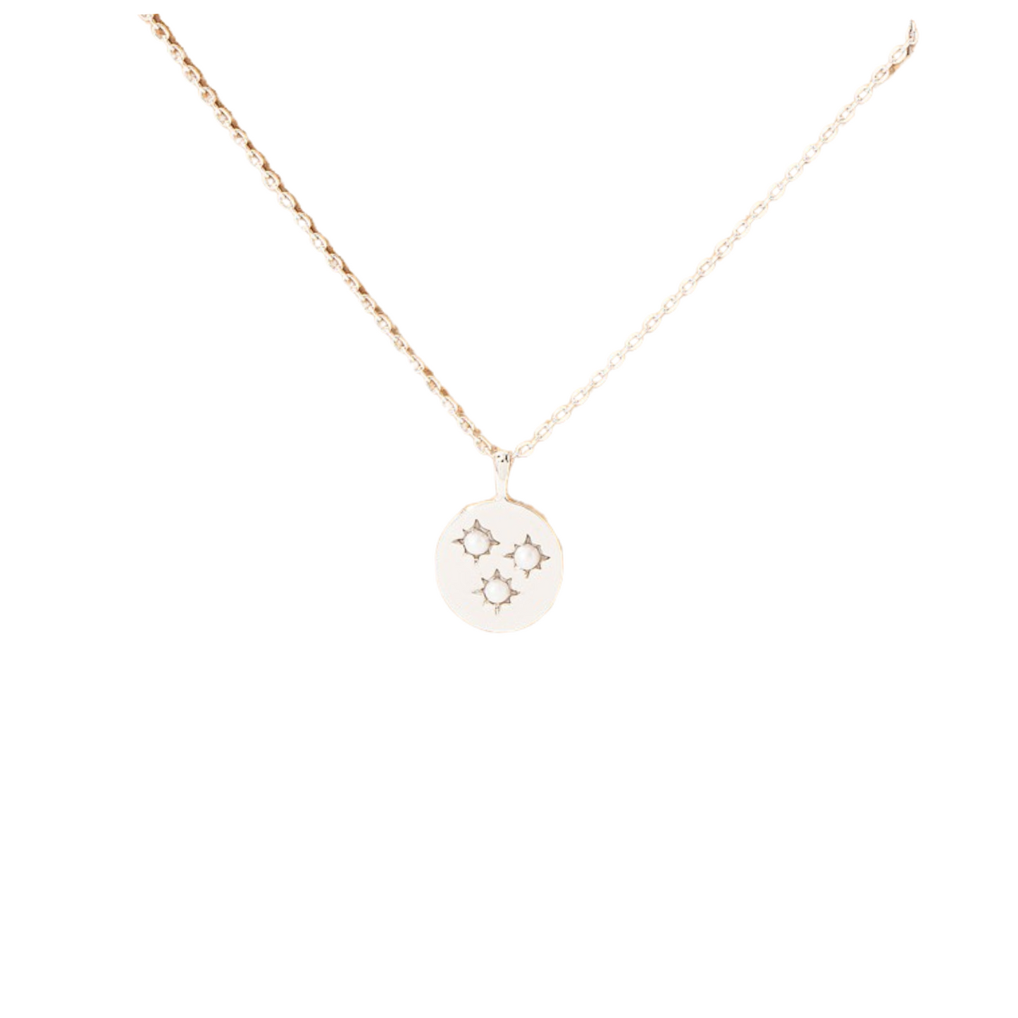 Star Studded Disc Charm Necklace