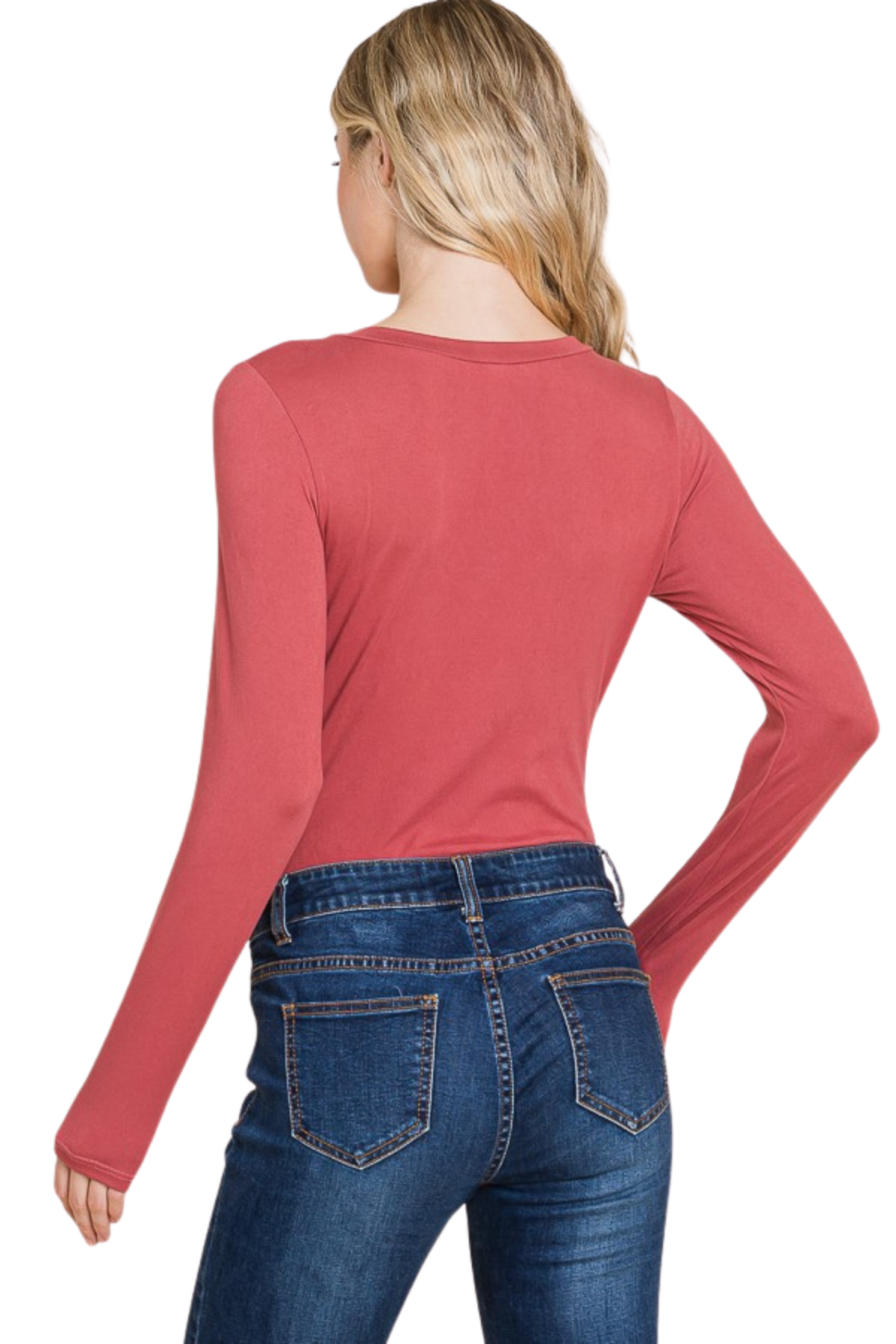 Slim Fit Crew Neck Long Sleeve Bodysuit