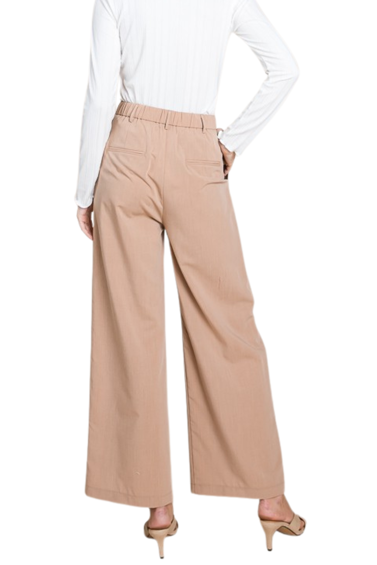 Woven Pleated Wide Leg Trousers