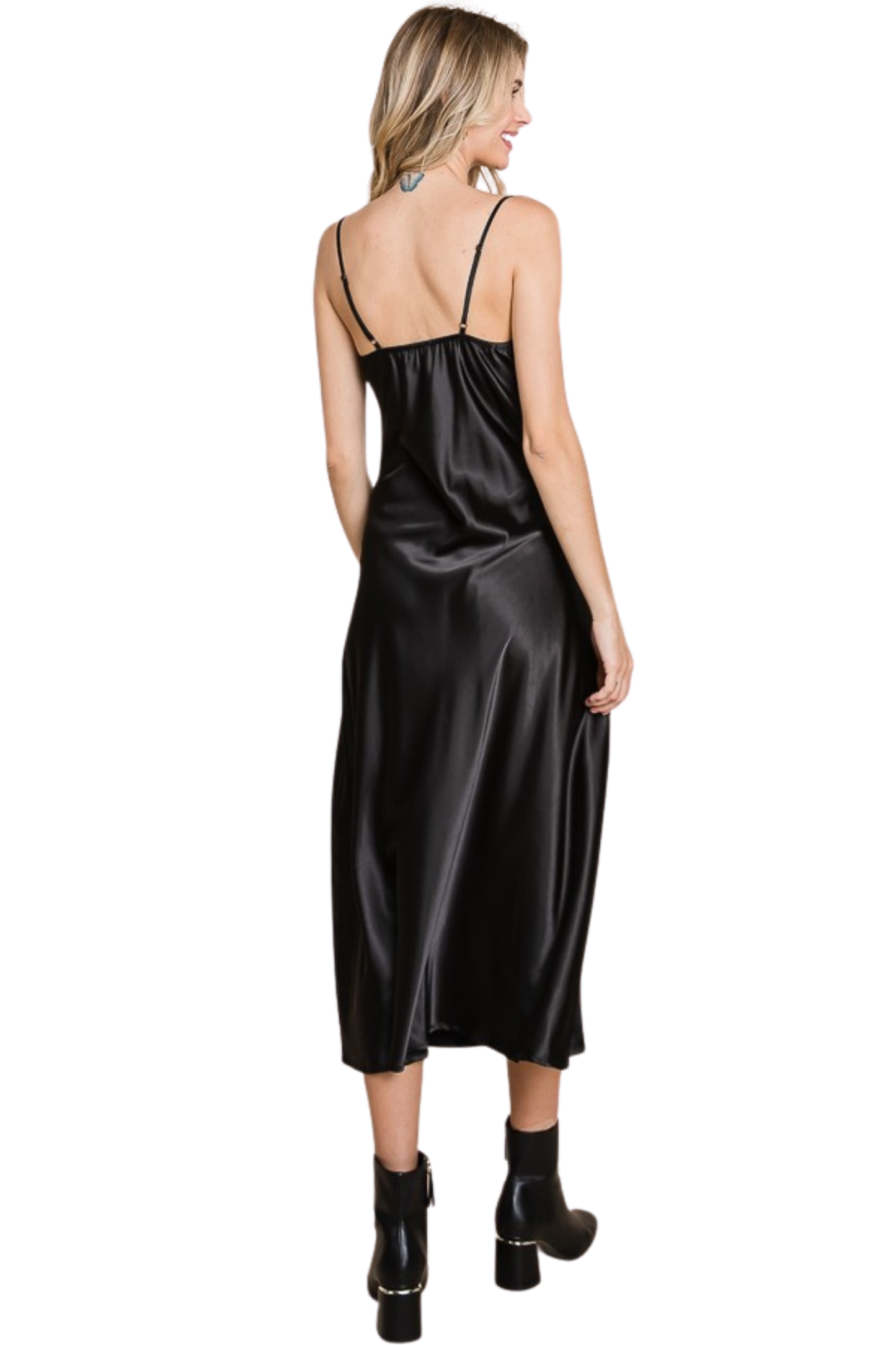 Cowl Neck Spaghetti Strap Midi Dress