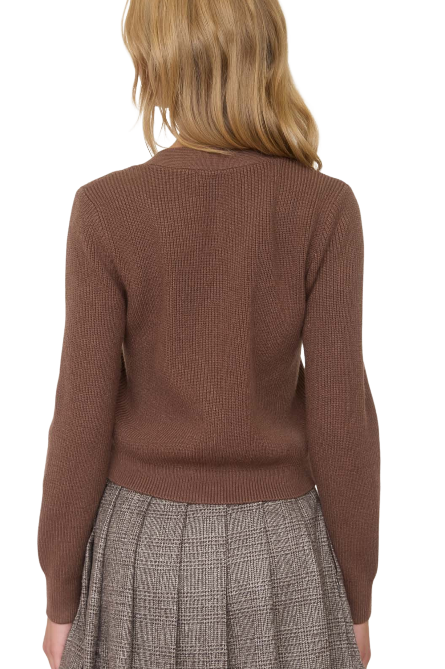 Front Jewel Bow Detail Long Sleeve Knit Cardigan