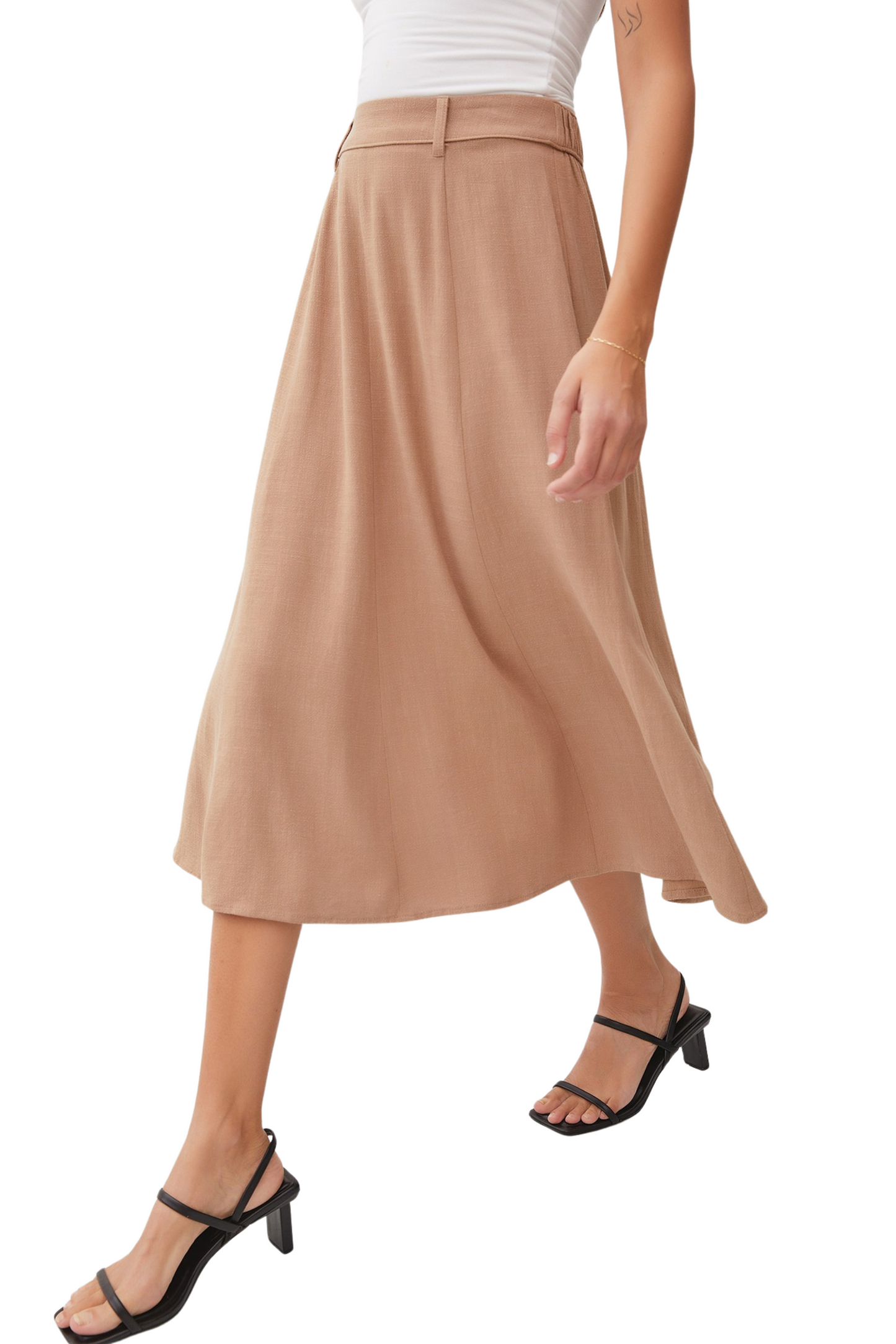 Flowy Midi Skirt with Belt Loops