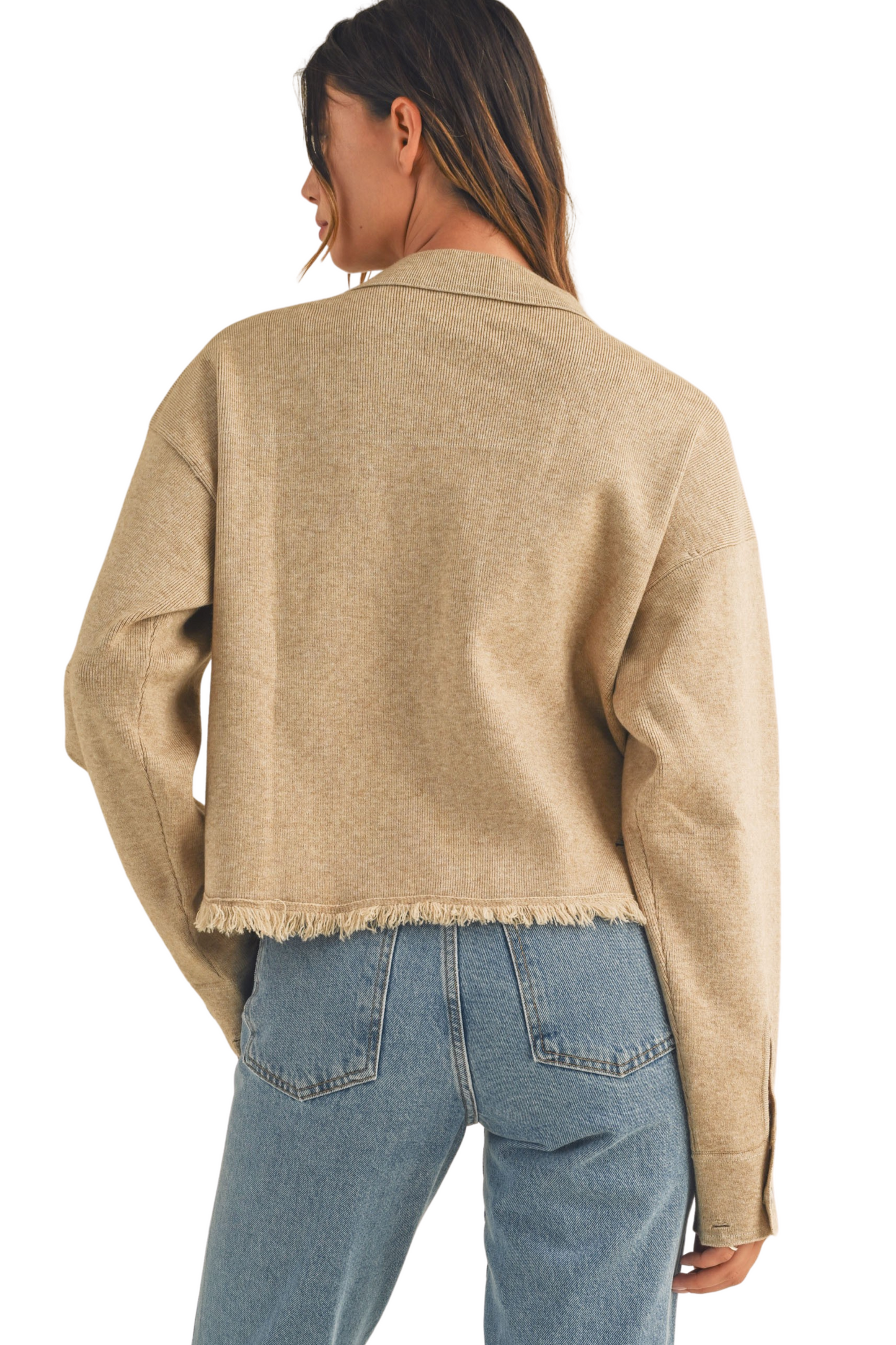 Fringed Oversized Knit Sweater Jacket