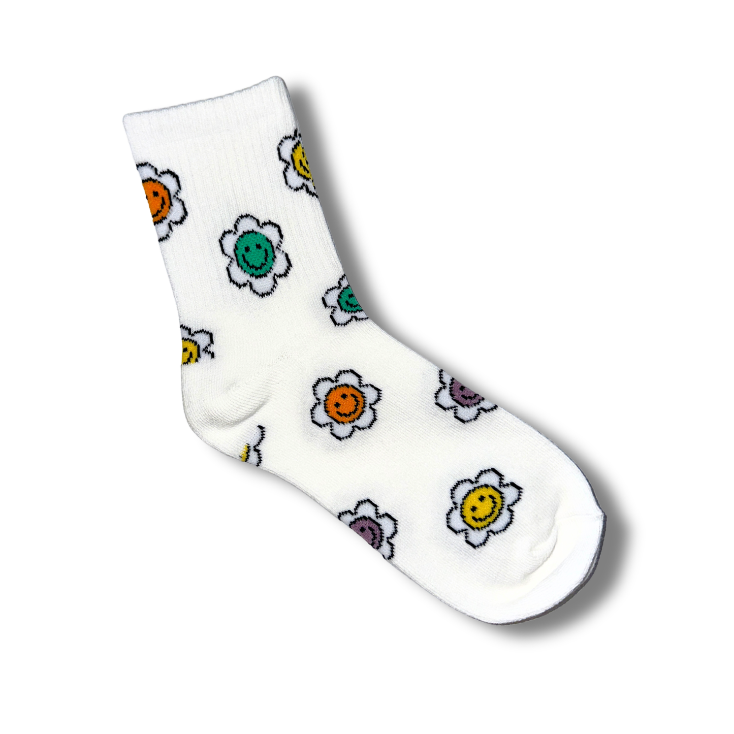 Smiley Flowers Crew Socks