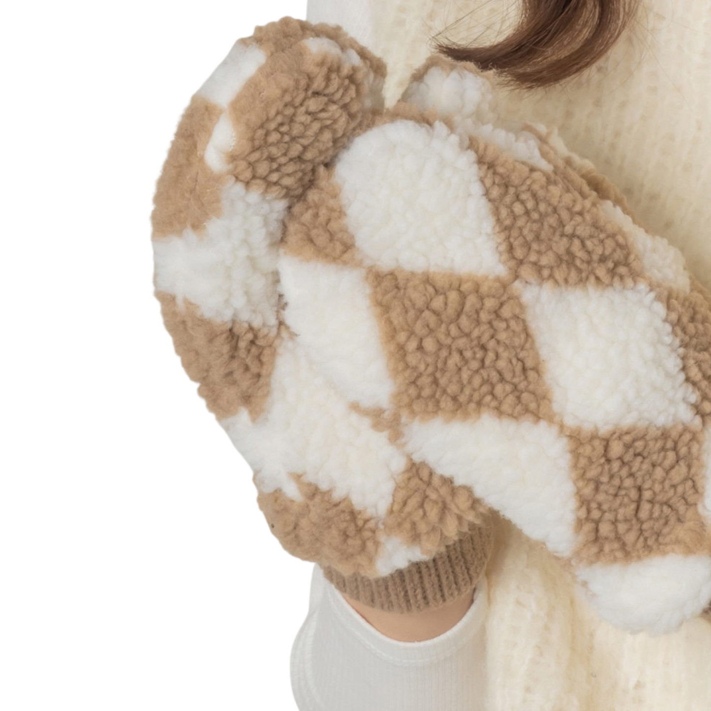 Sherpa Diamond Patterned Mittens
