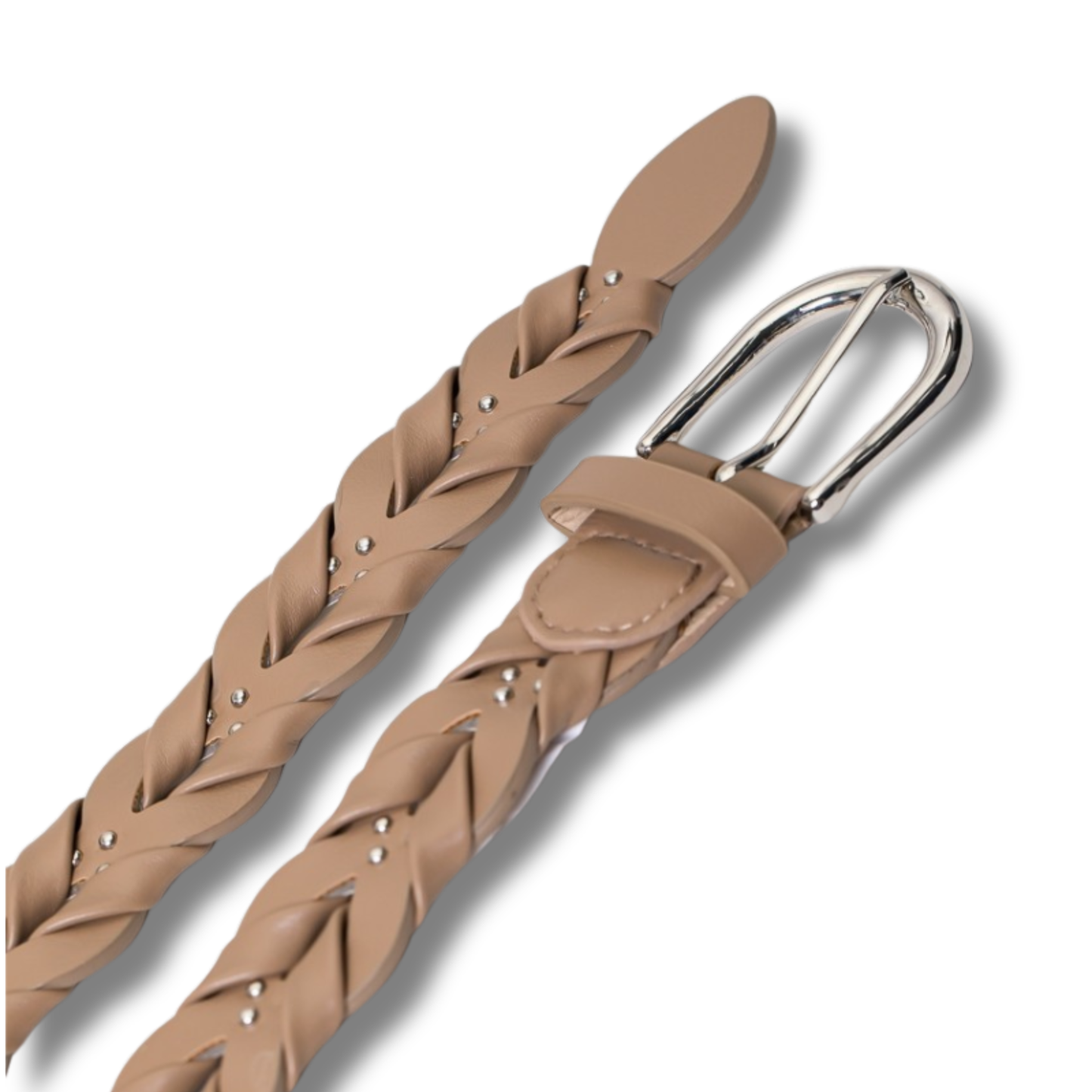 Studded Braided Vegan Leather Belt